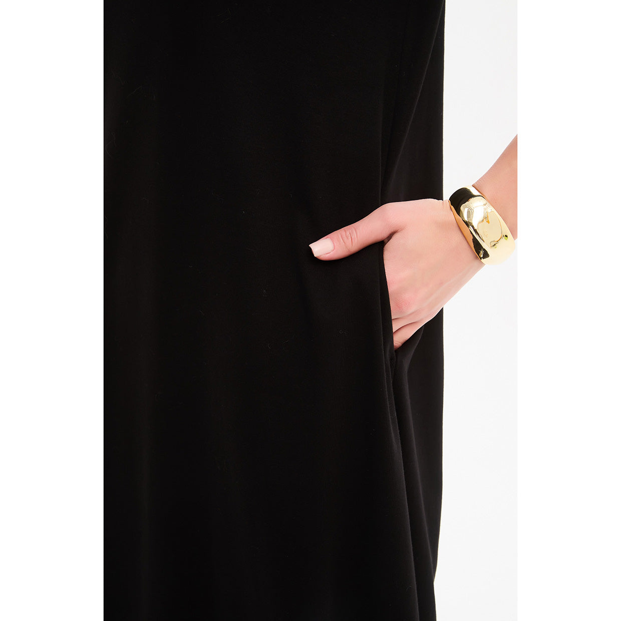 Banded Hem Jersey Dress Black