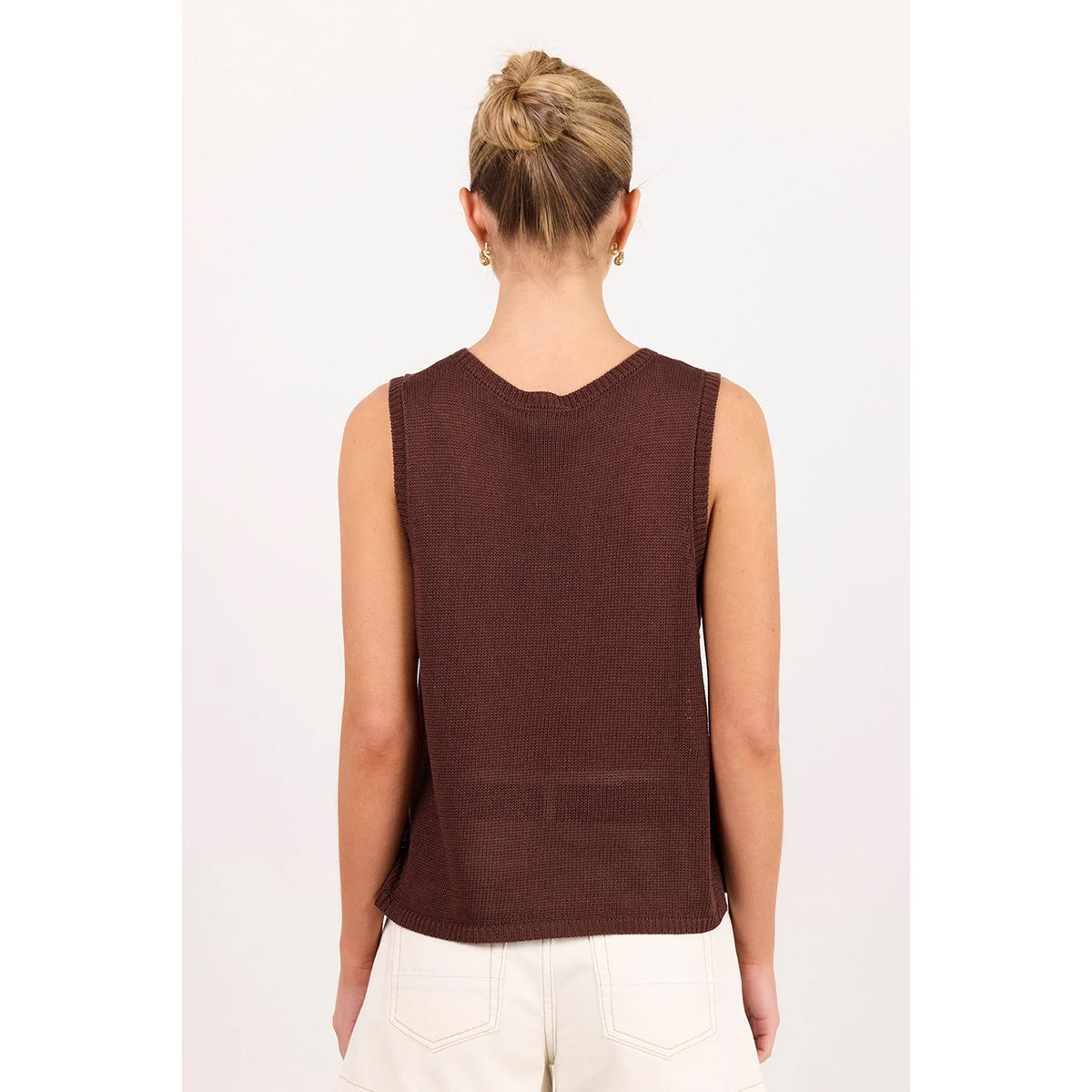 Salute Chocolate Sleeveless Knit Tank