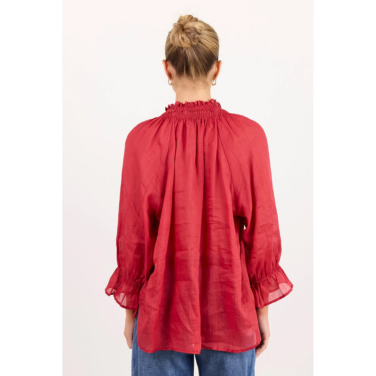 Odyssey Red Shirred Neck Top