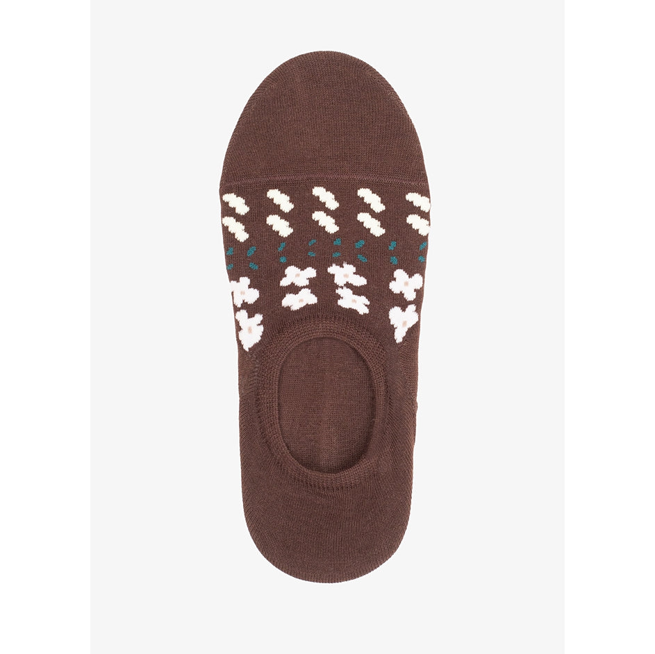 Chocolate Floral No Show Socks