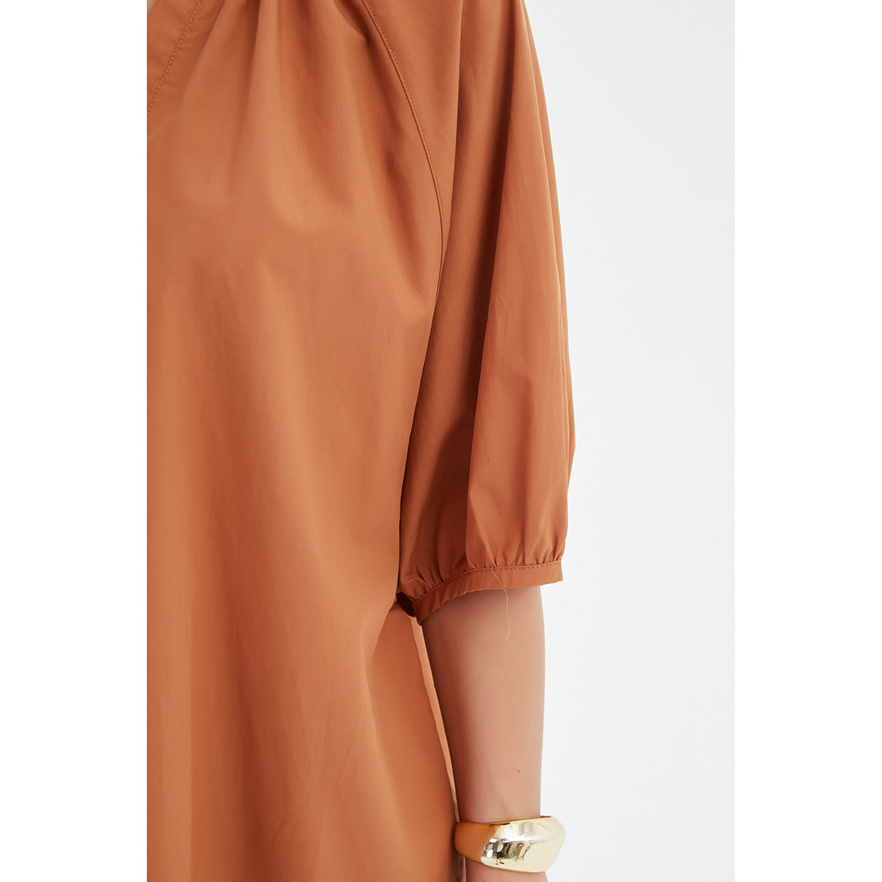 Gathered Notch Neck Top Russet