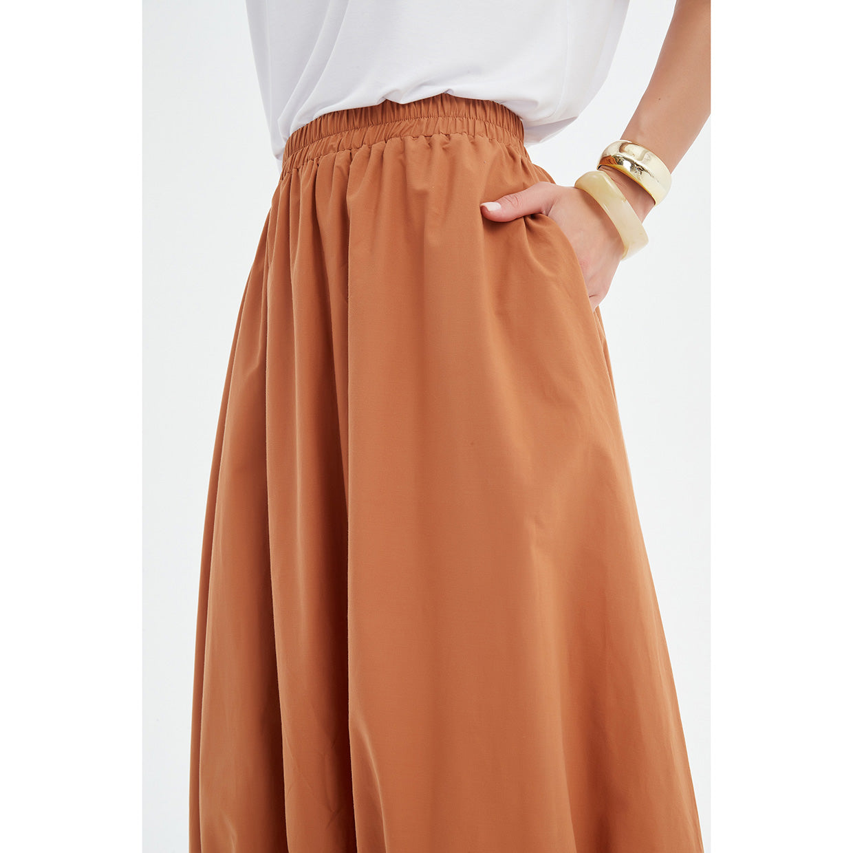 Pin Tuck Hem Skirt Russet