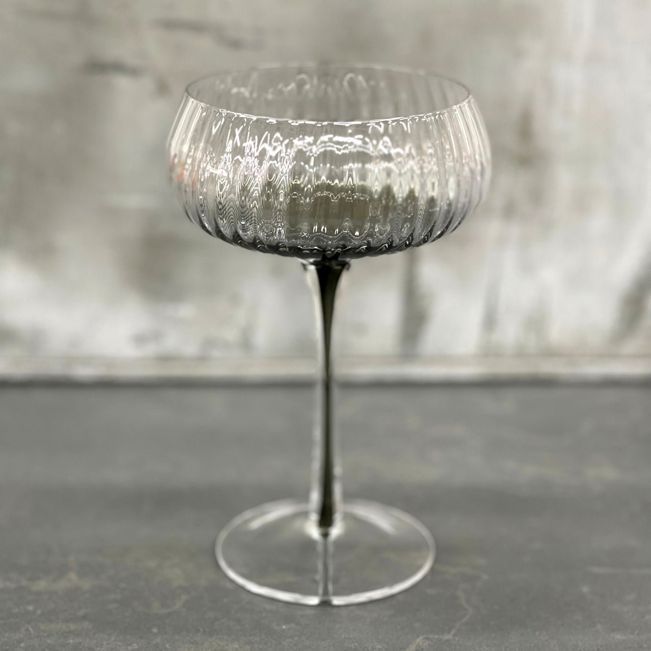 Ribbed Champagne Coupe Set 4 Charcoal