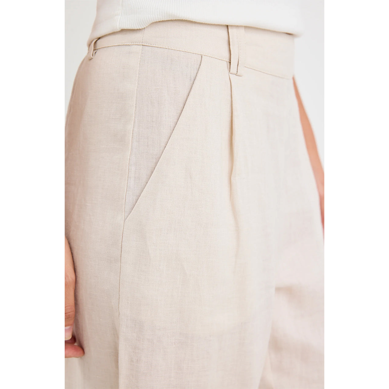Bestow Pumice Linen Elastic Back Wide Leg Pants