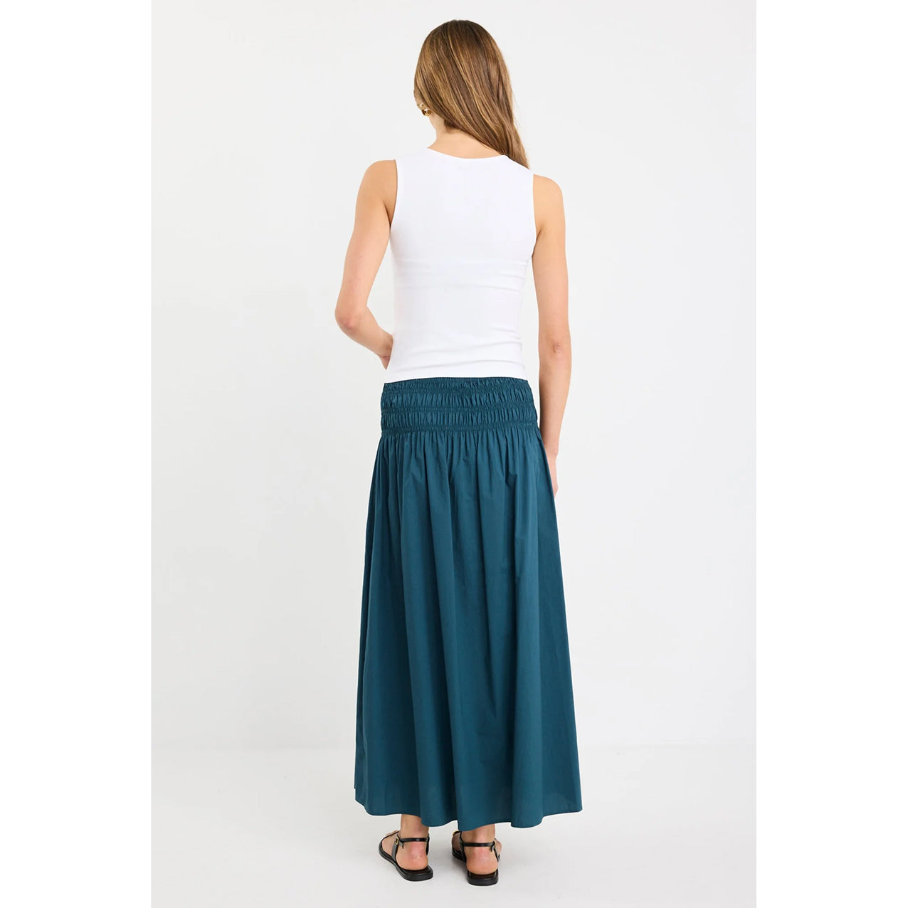 Entourage Petrol Shirred Waist Skirt