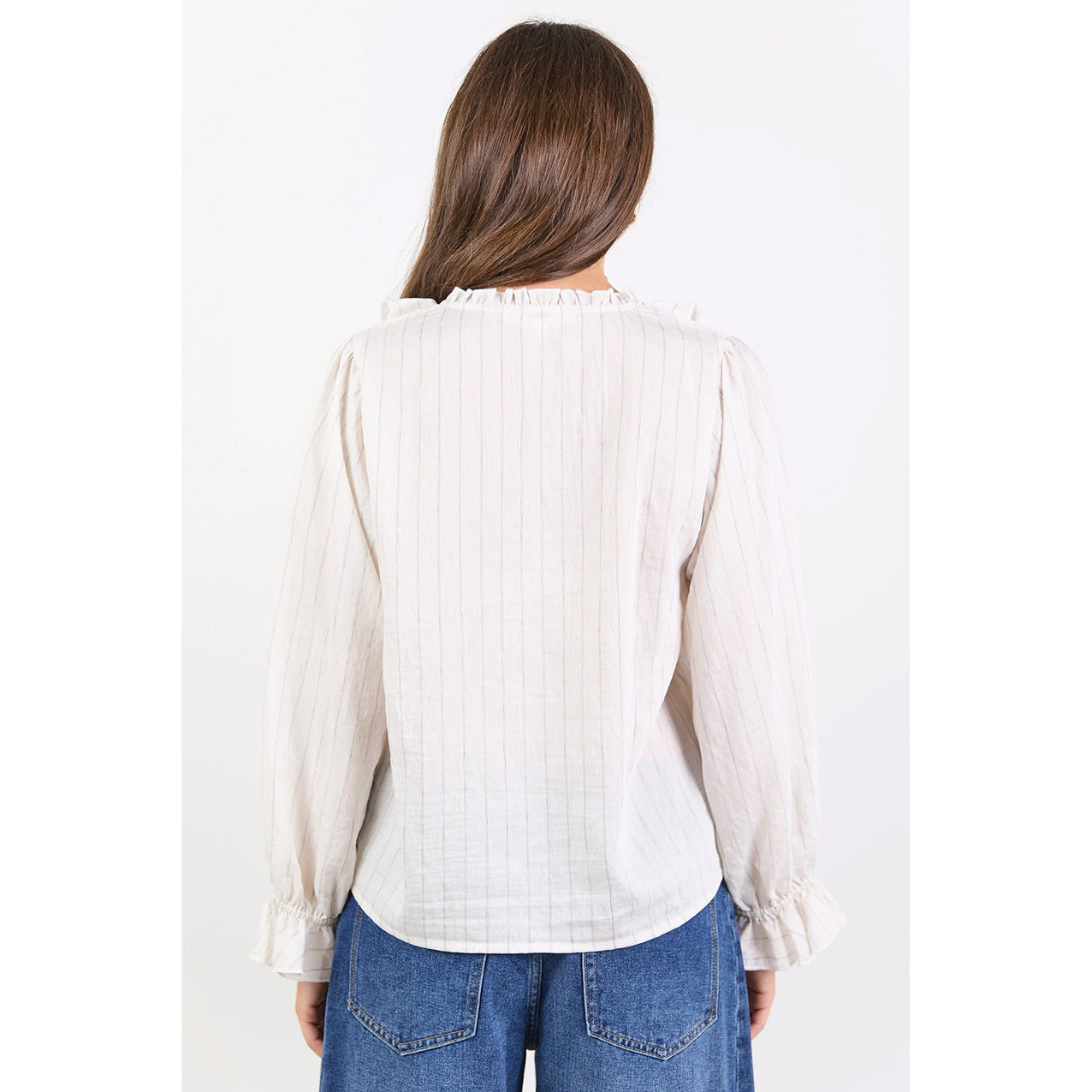 Decorate Ivory Black Stripe Frill Shirt