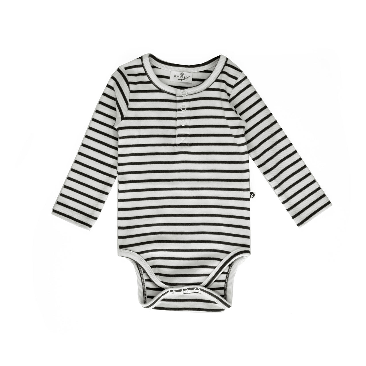 Henley Rib Body Suit Black Stripe