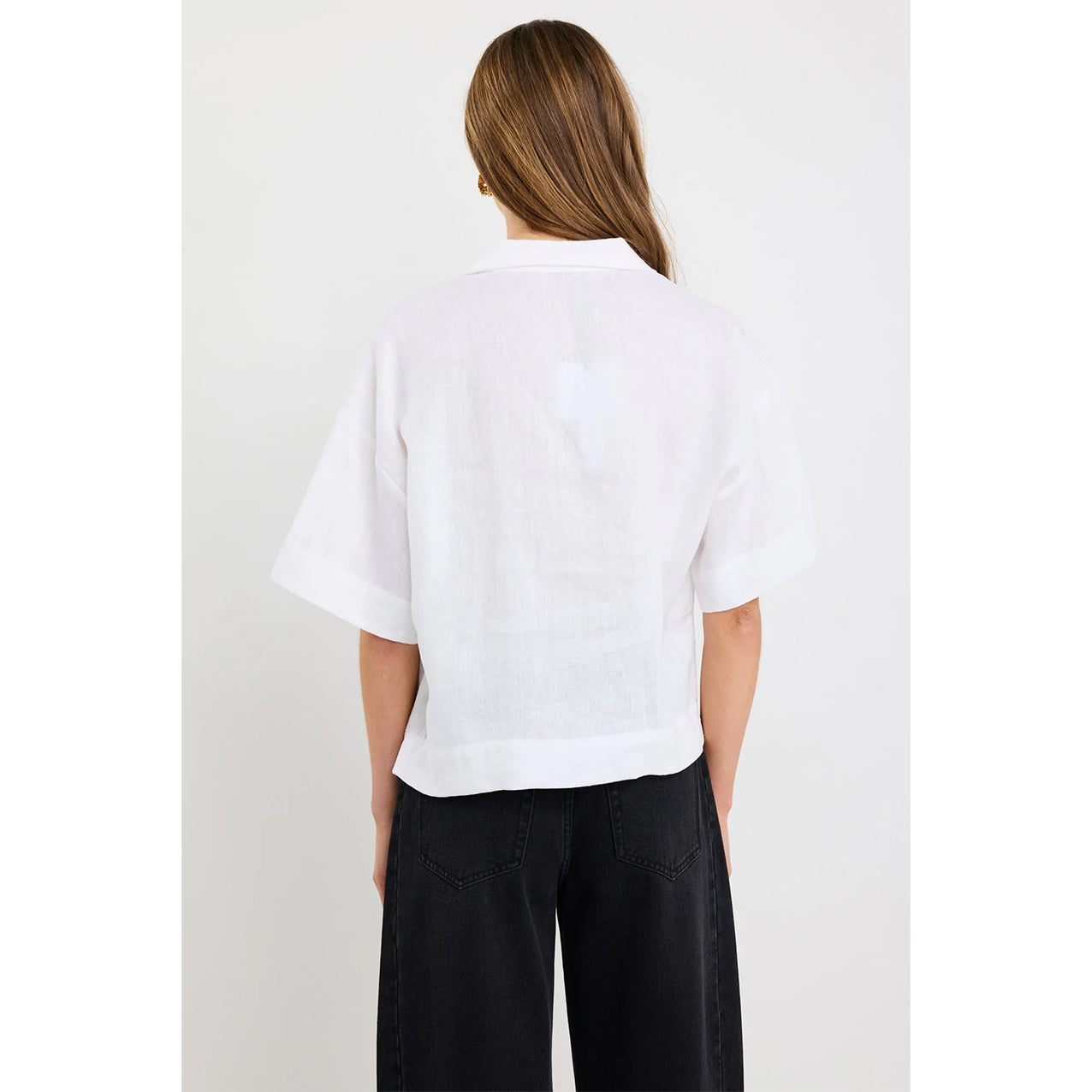 Fasten Ivory Linen Tie Front Shirt