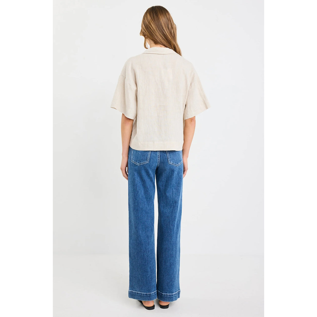 Fasten Natural Linen Tie Front Shirt