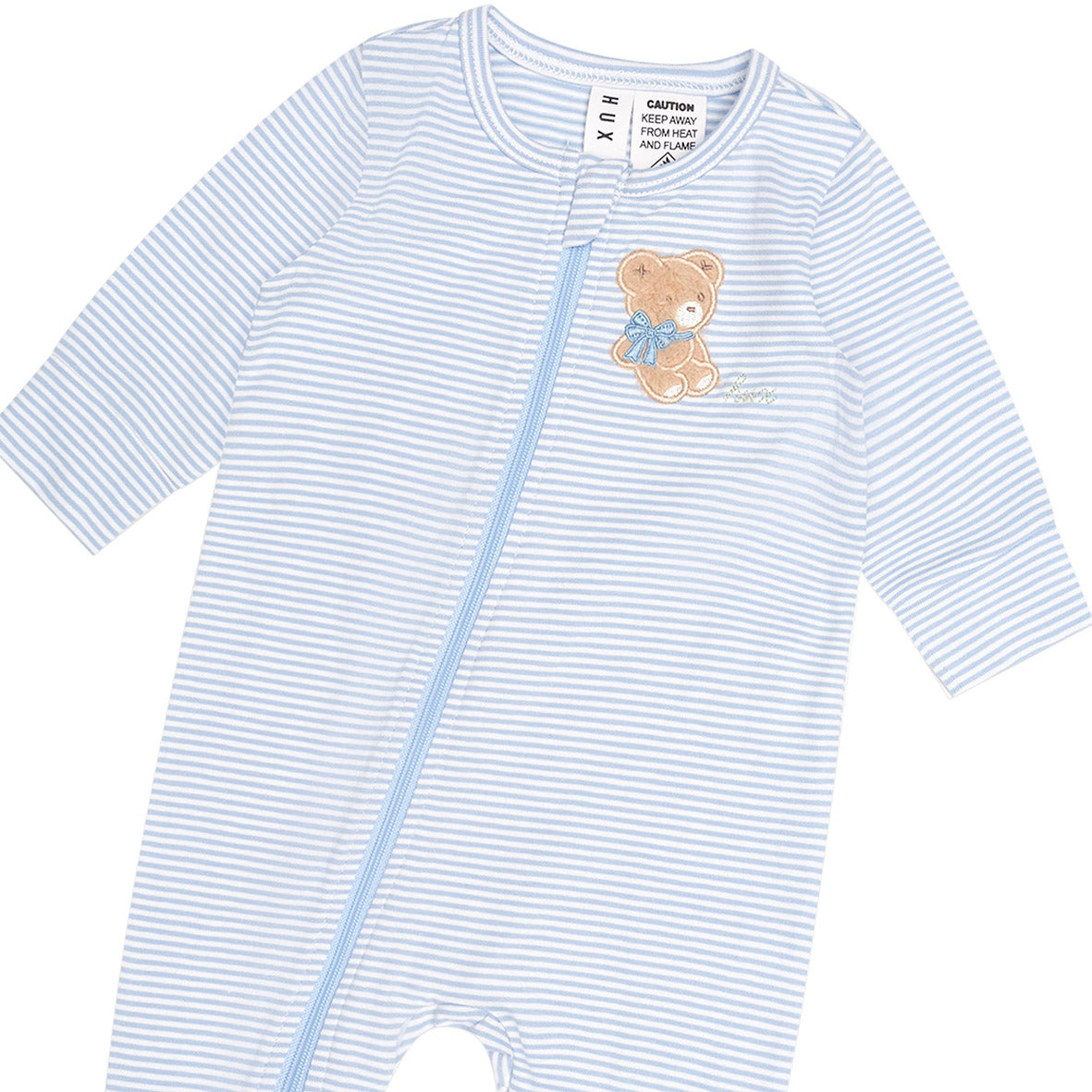 Bow Hux Stripe Zip Romper Blue