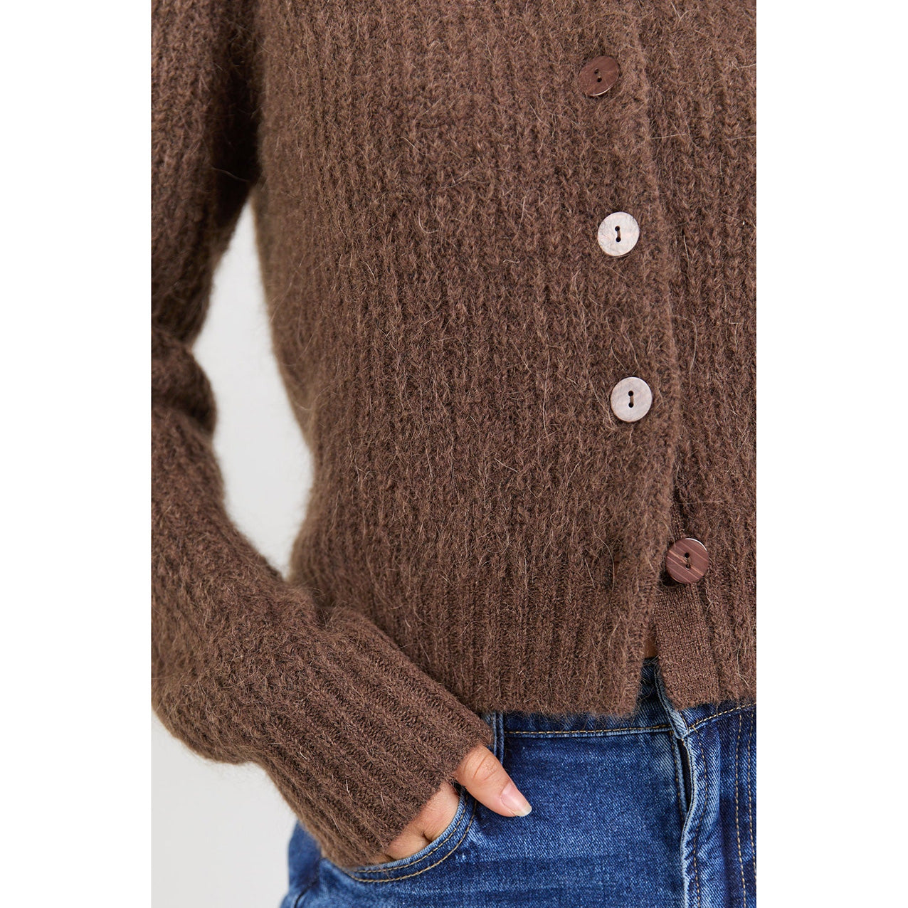Highlight Chocolate Mohair Blend Cardigan