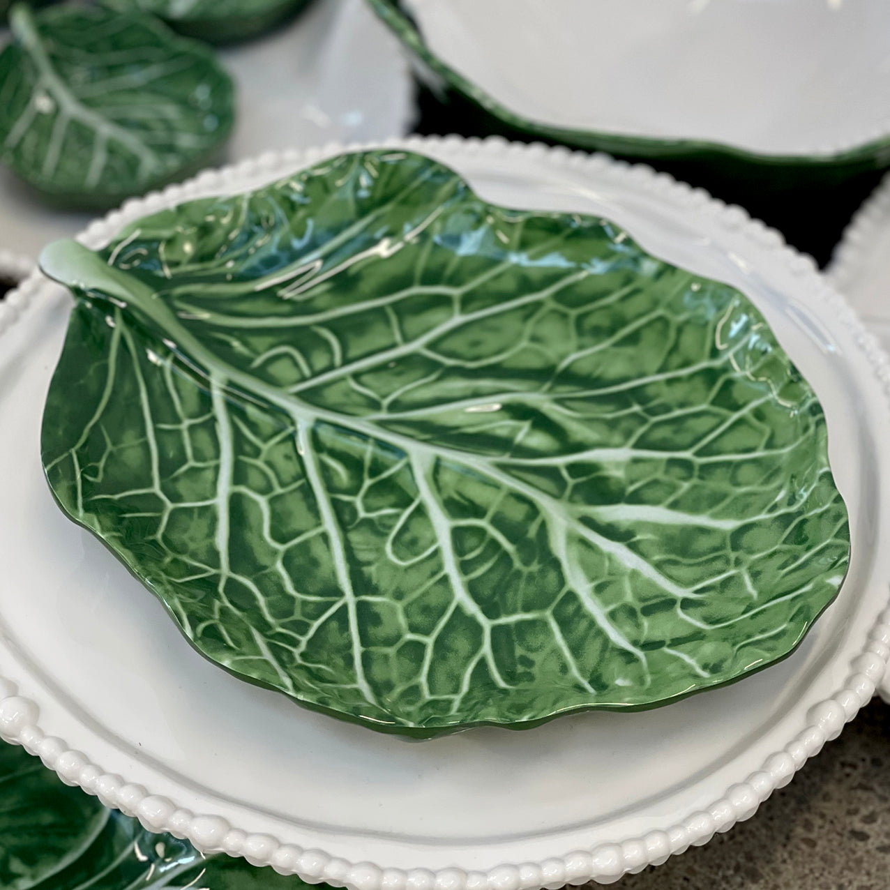 Melamine Cabbage Green Leaf Large Platter 30cm