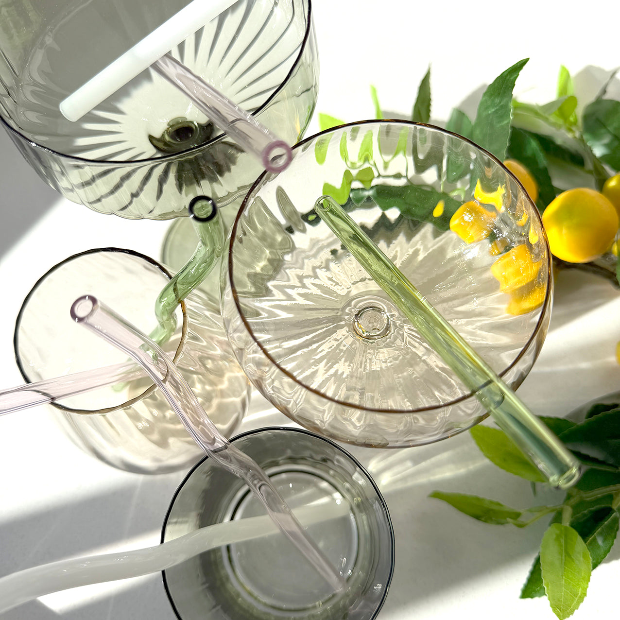 Curvy Reuseable Glass Straws Pk4 Green