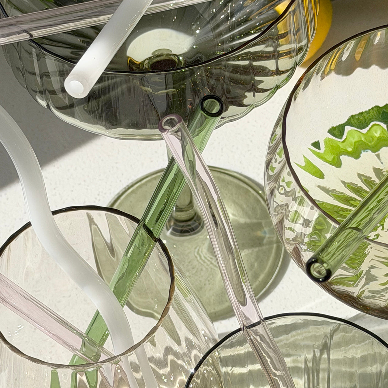 Cocktail Glass Straw Pk4 Pink