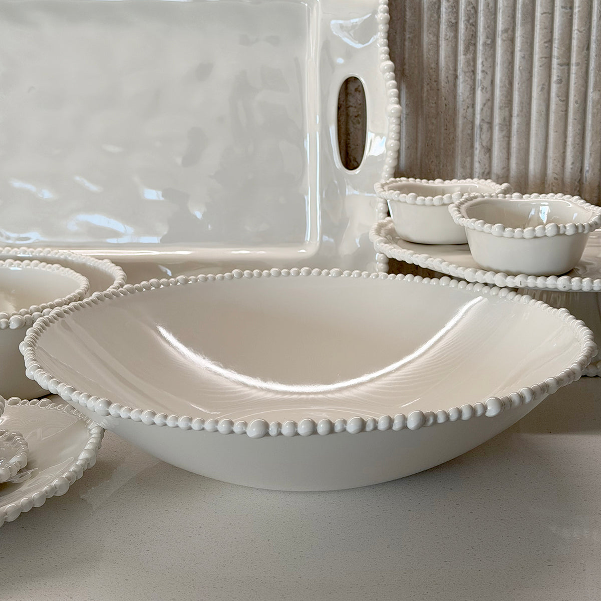 Melamine Pearl Sand Tapered Bowl 38cm