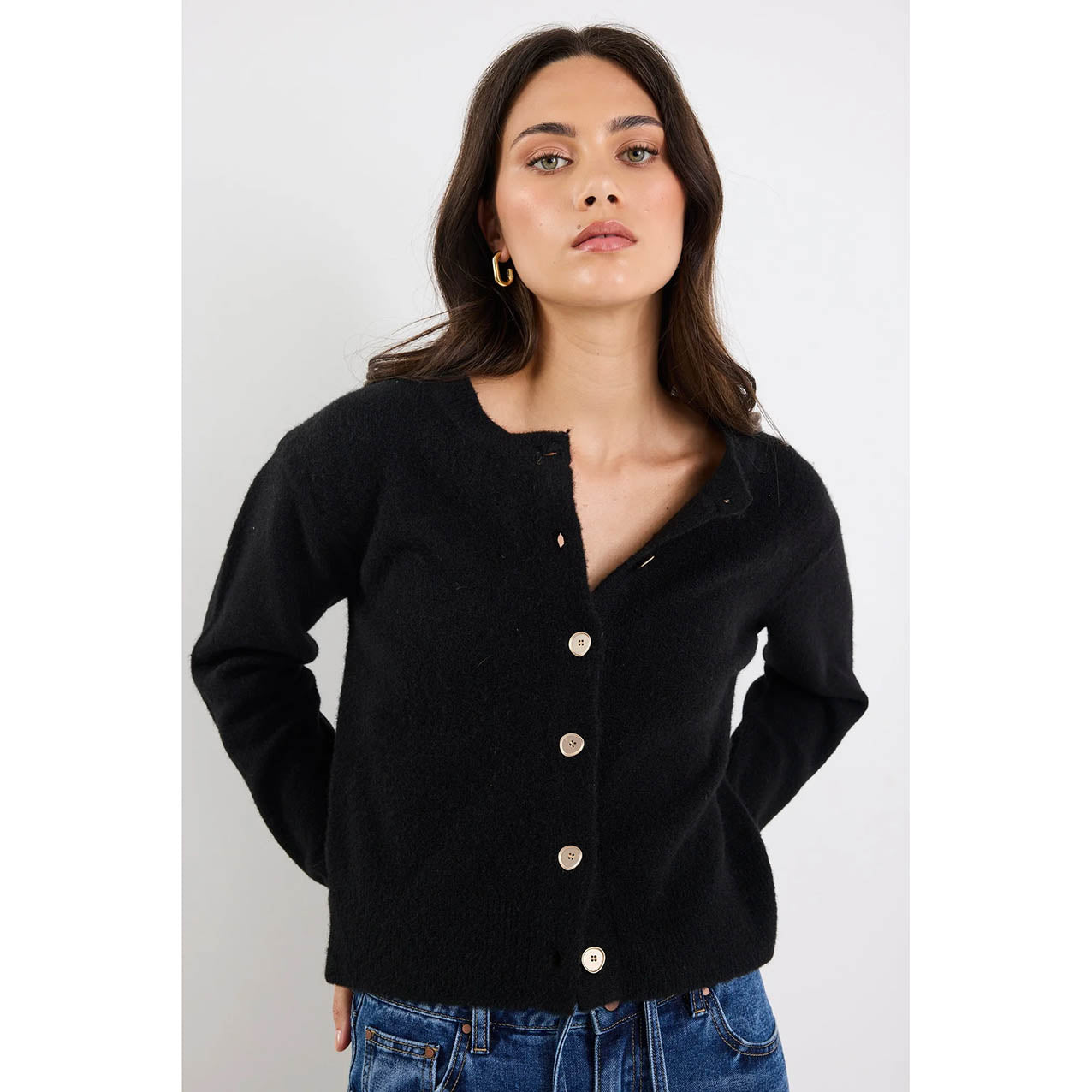 Imprint Black Knit Crewneck Cardigan