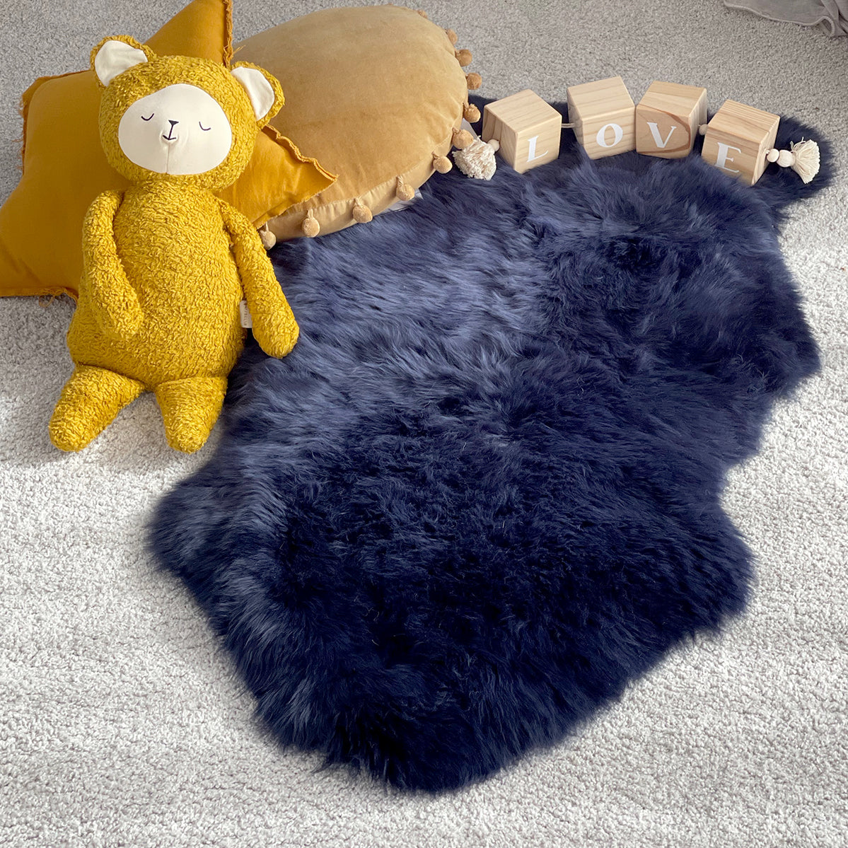 NZ Longwool Sheepskin Dark Navy