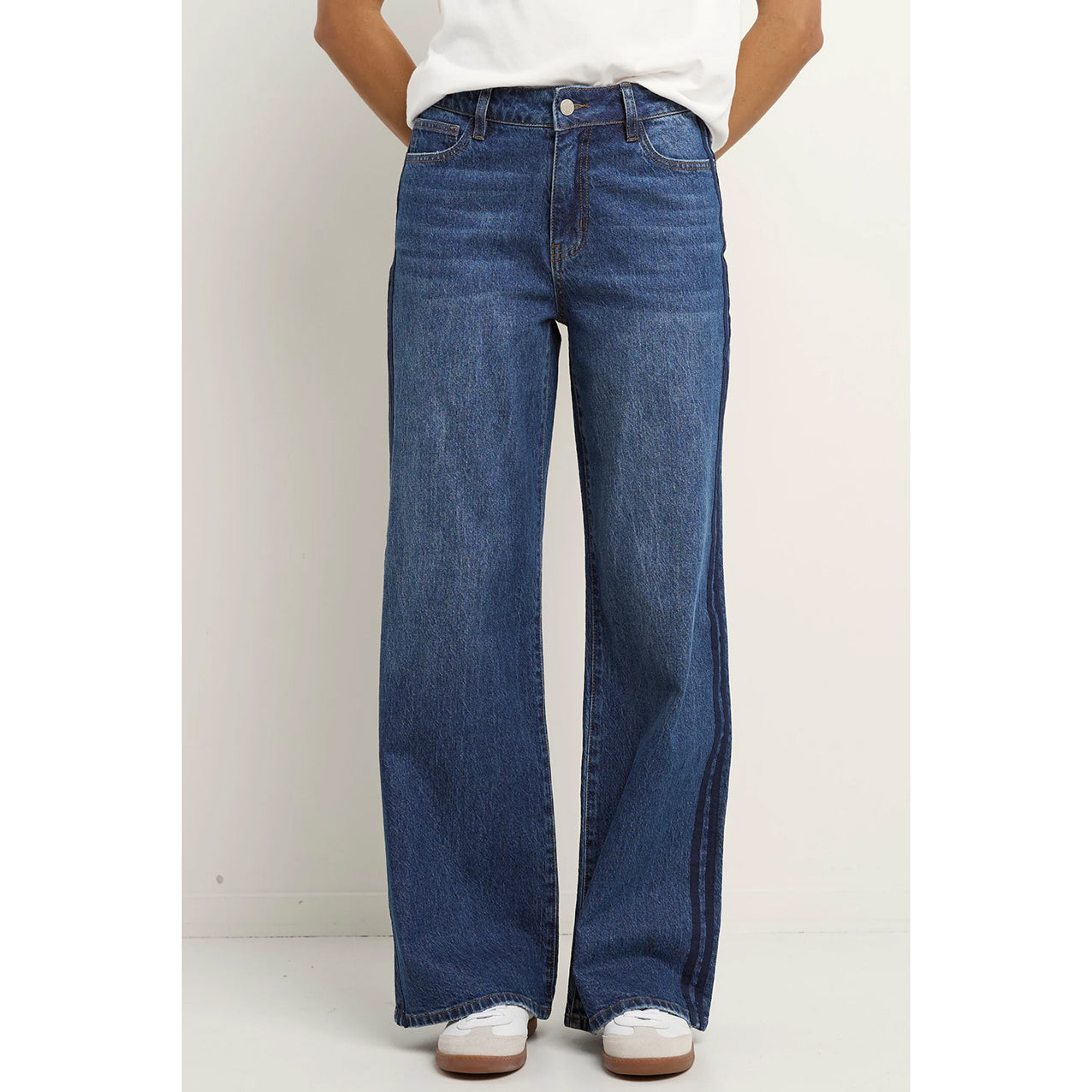 Manhattan Side Stripe Wide Leg Jean