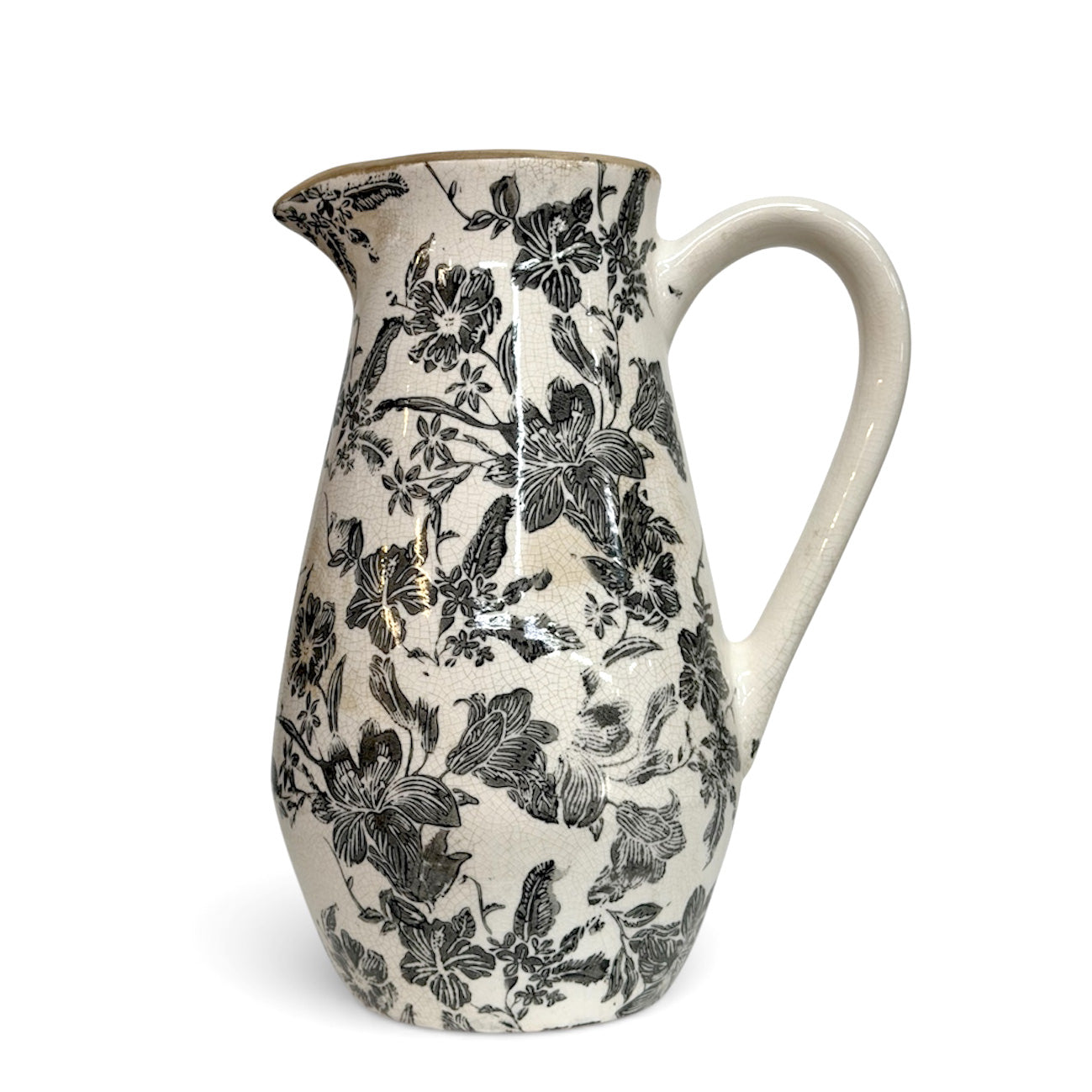 Black Floral Ceramic Jug
