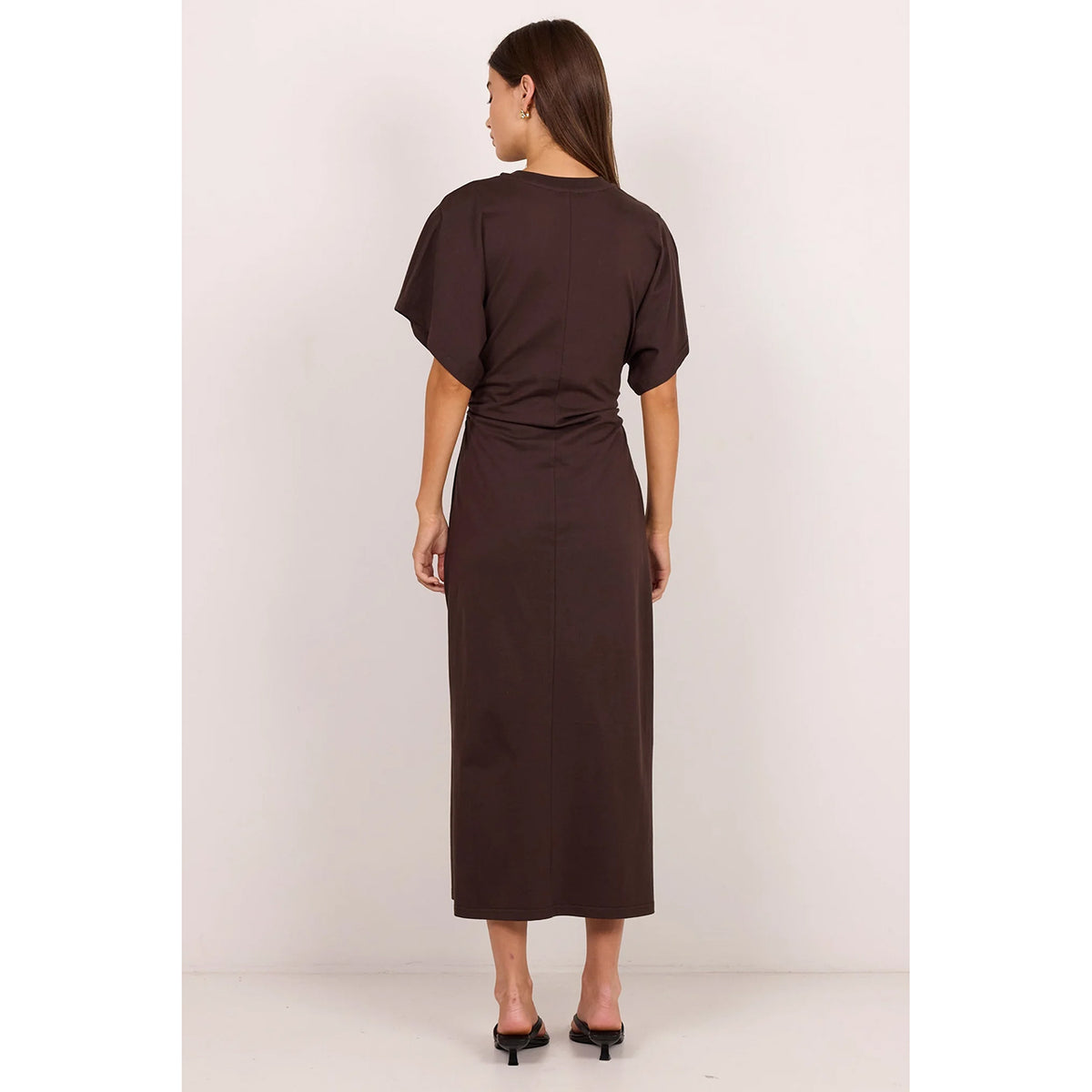 Pulse Chocolate Cotton Gathered Waist Dress