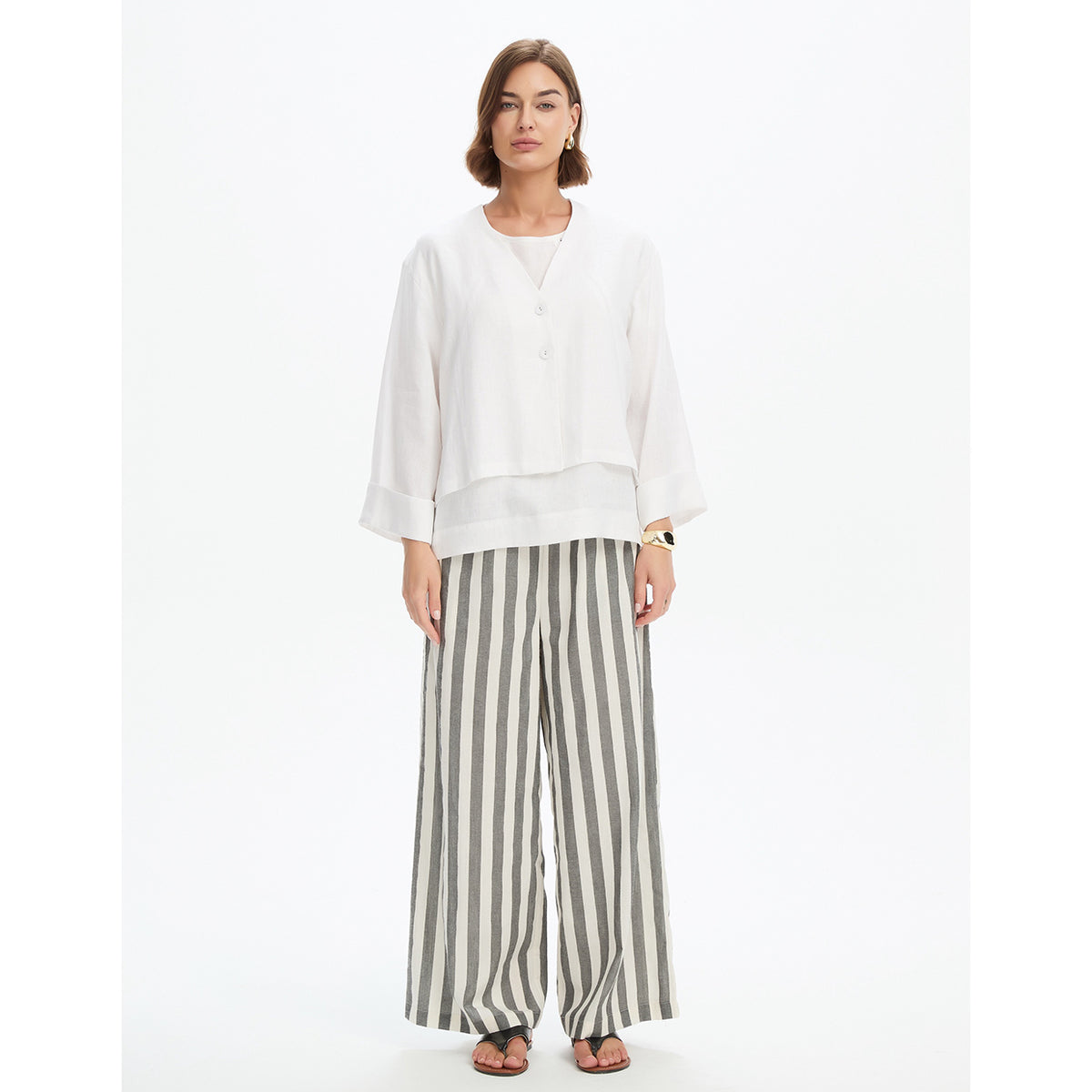 Relaxed Linen Cardi White