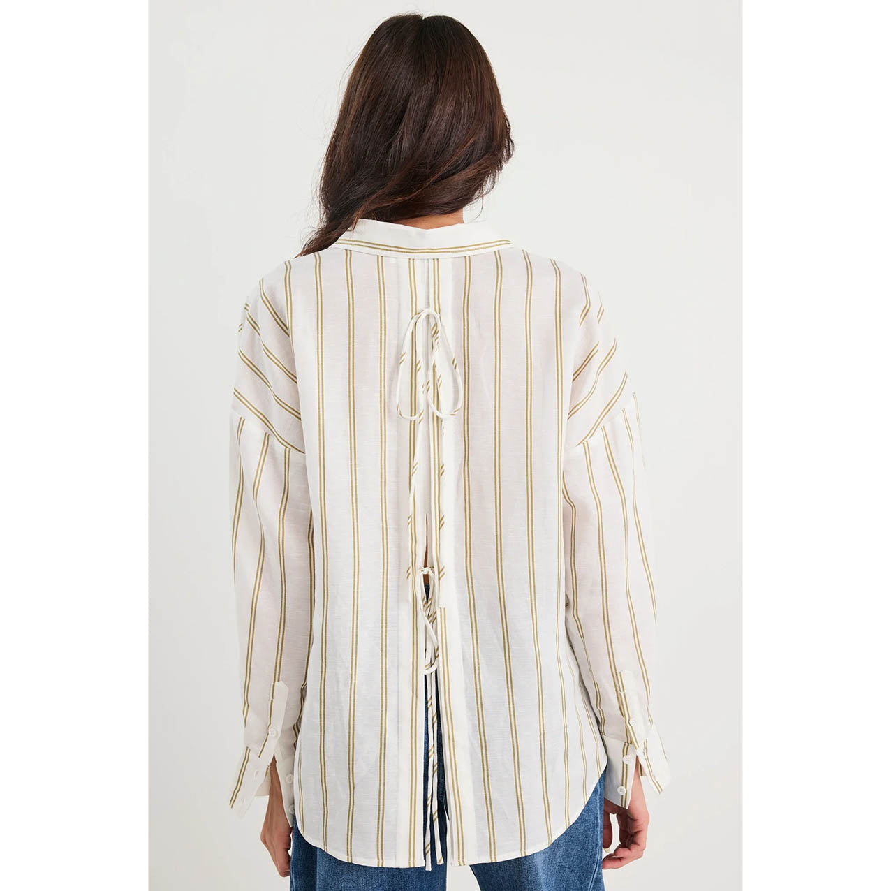 Reveal Khaki Stripe Tie Back Shirt