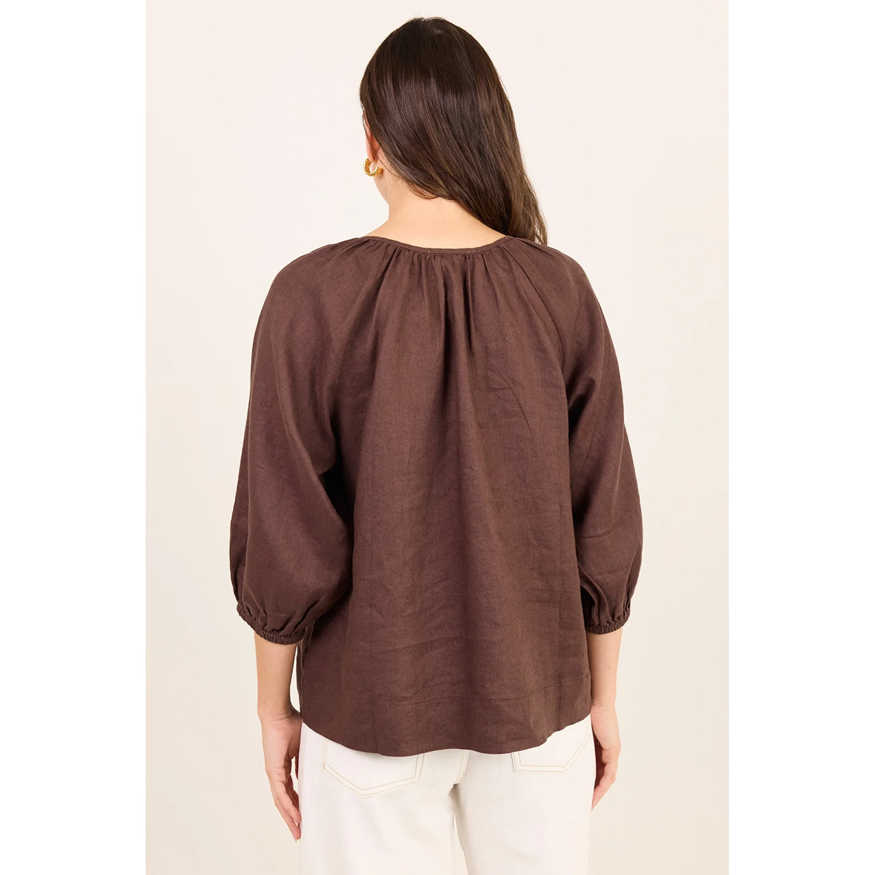 Revolutionary Dark Chocolate Linen Top