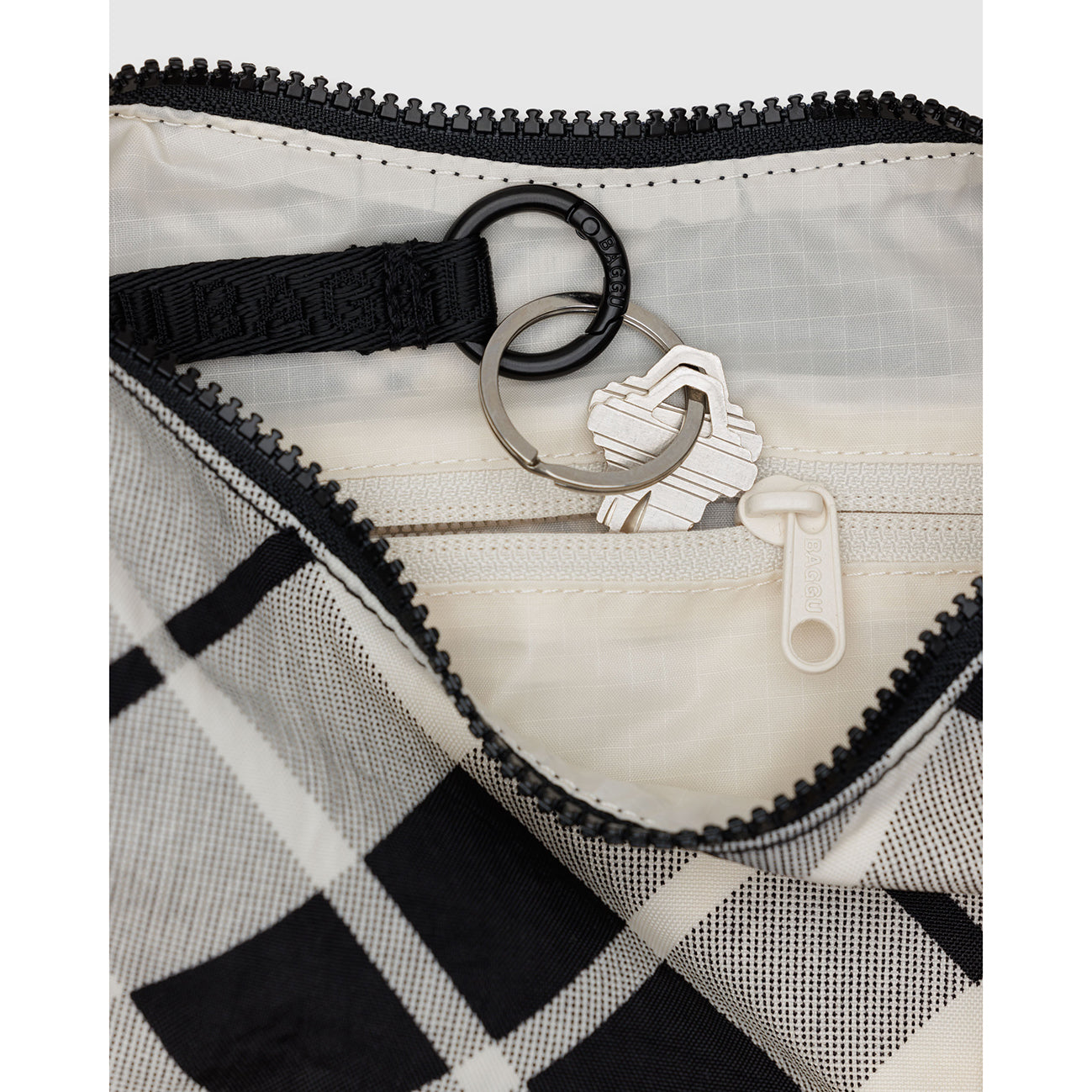 Baggu Small Nylon Crescent Bag Mixed Plaid