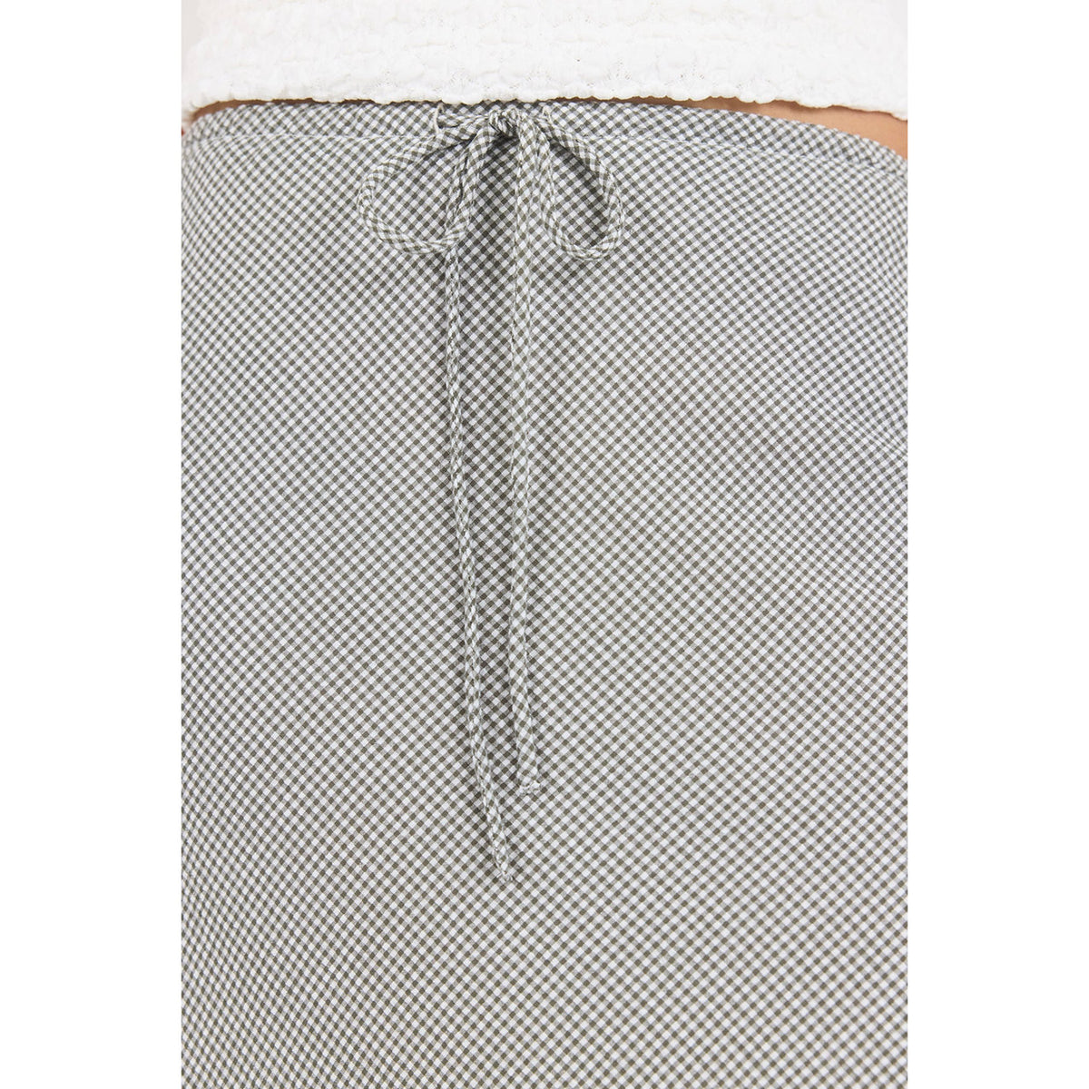 Summit Khaki Mini Gingham Tie Waist Skirt