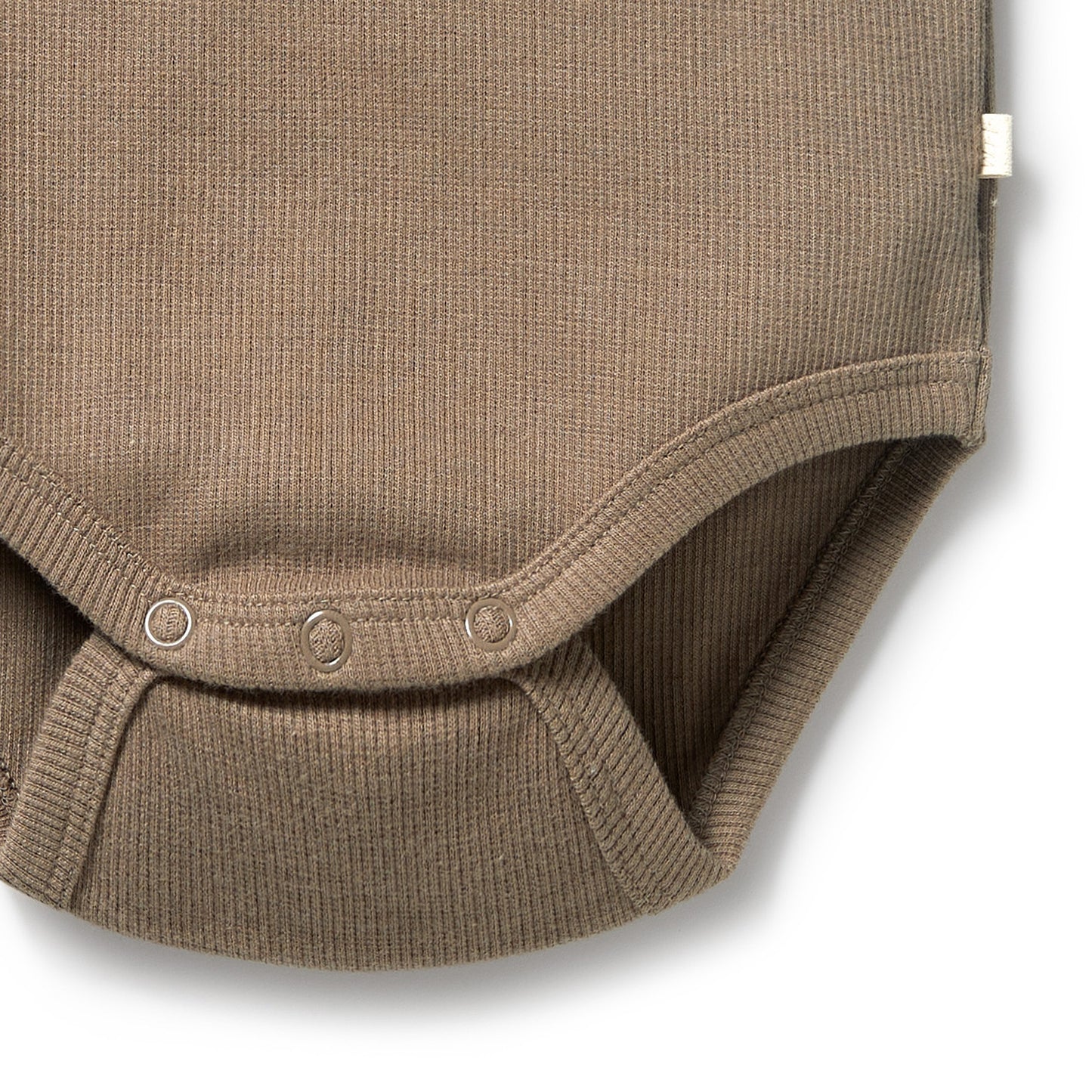 Organic Rib Long Sleeved Bodysuit Walnut