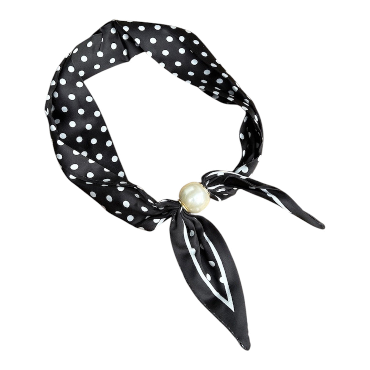 Pearl Bow Fasten Neck Tie Classic Polka