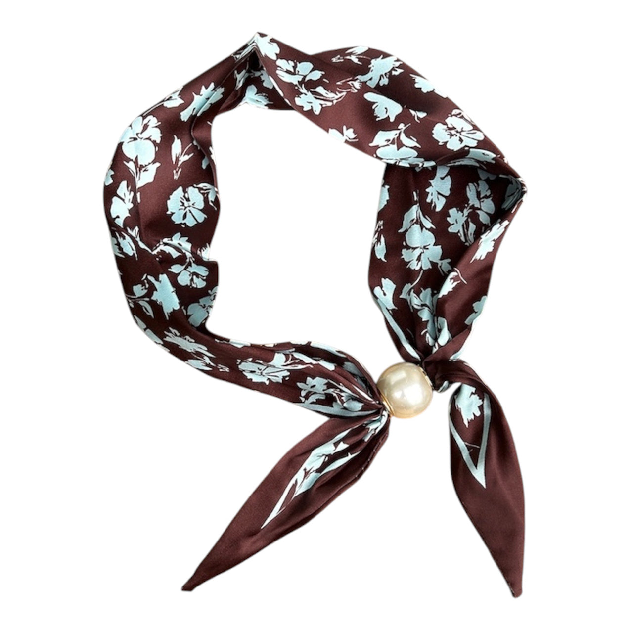 Pearl Bow Fasten Neck Tie/ Evening Floral