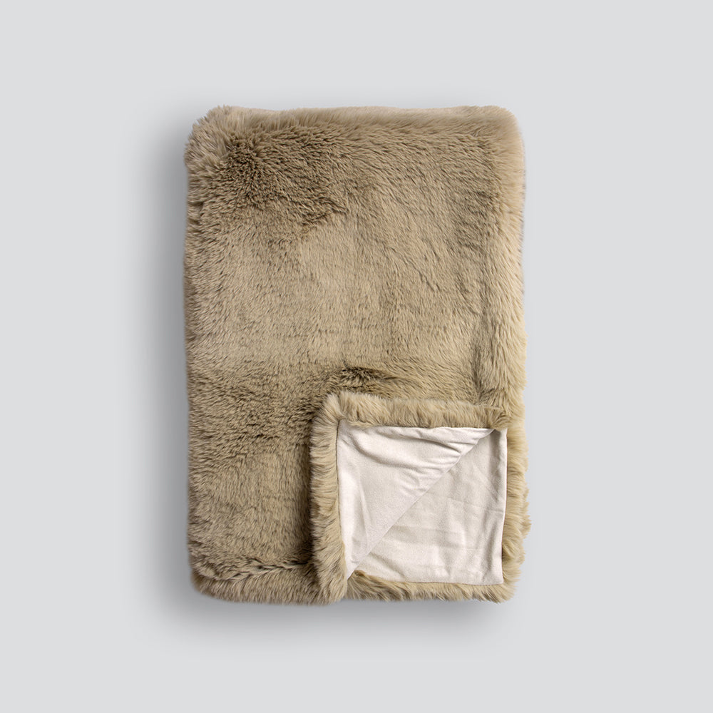 Pele Faux Fur Throw Biscuit 125x150
