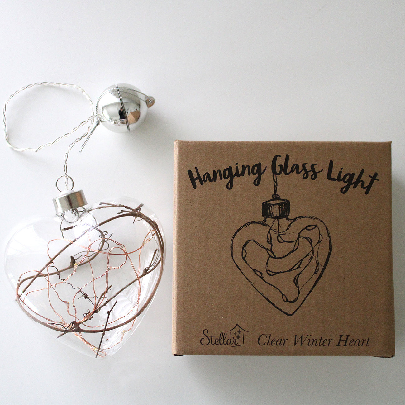 Clear Winter Heart Hanging Glass Light