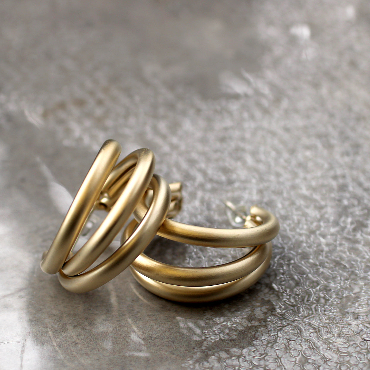 Tri Hoop Gold Earrings