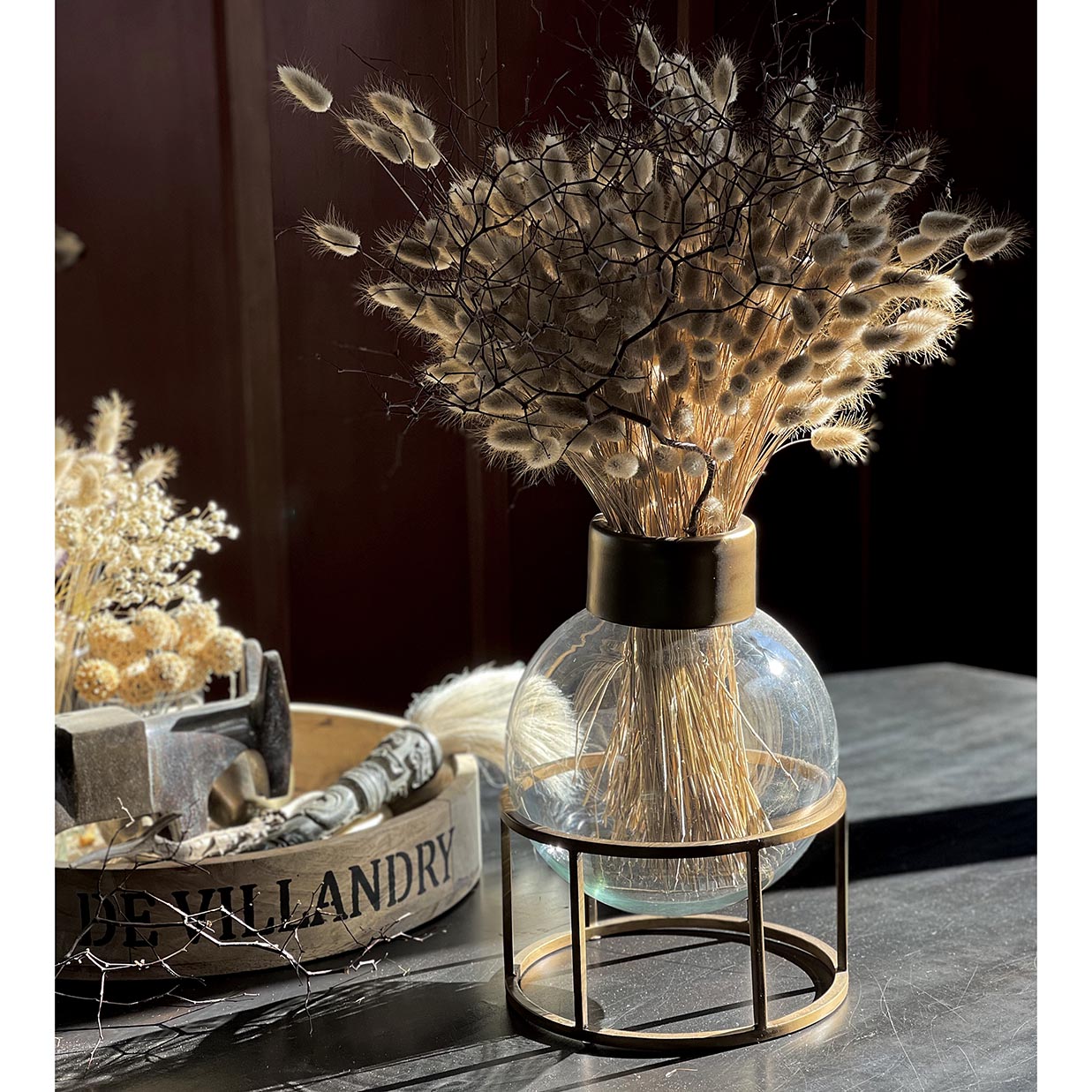 Large Glass Vase & Stand