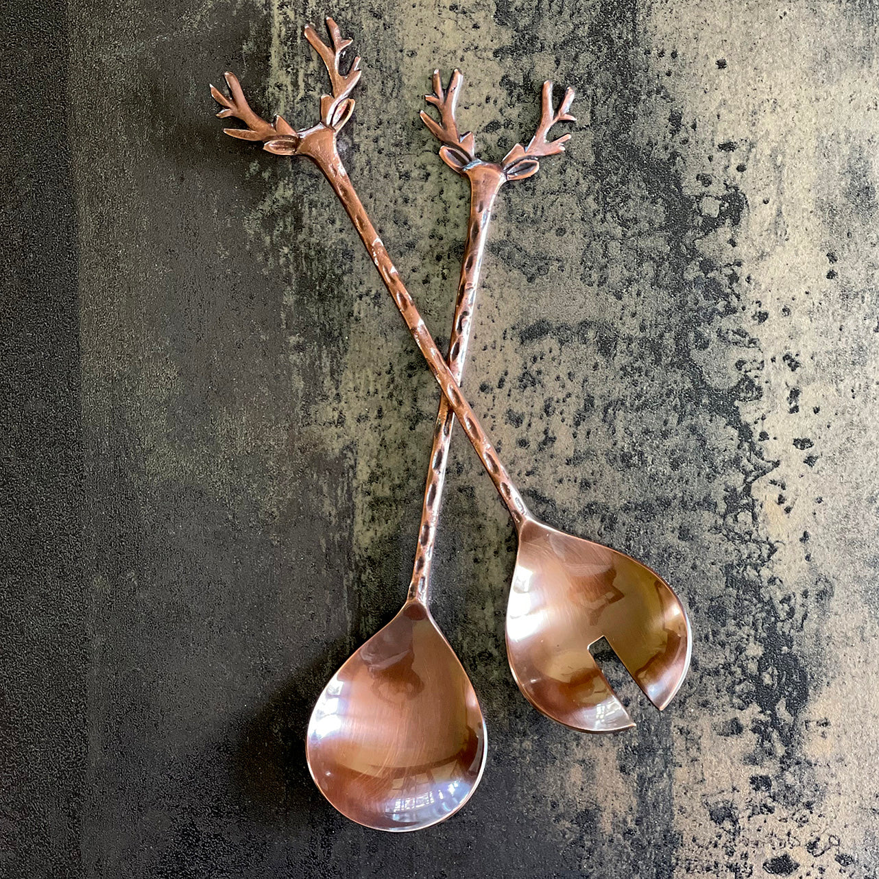 Oh Deer Brushed Bronze Salad Servers