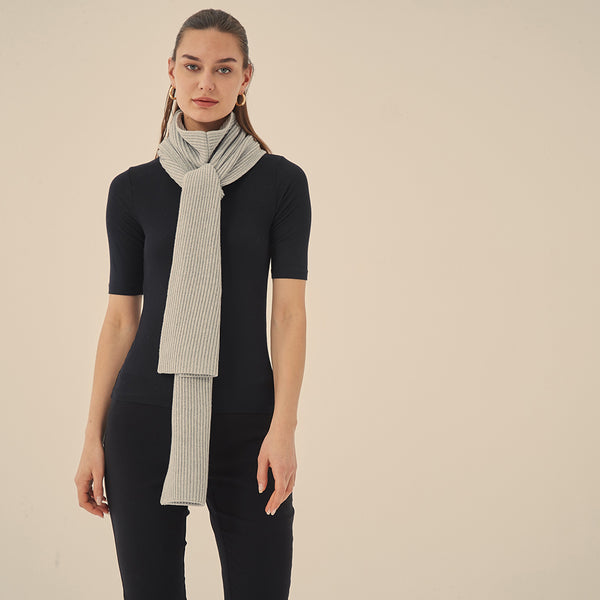 Versatile is the key here, this scarf can be styled forwards, backwards, crossed over, hanging straight, tied in a knot... the options are endless. Crafted from mid-weight cotton blended yarn this scarf is the perfect accessory to add extra style and warmth to any outfit.   Fabrication: 60% Cotton, 20% Viscose, 20% Modal