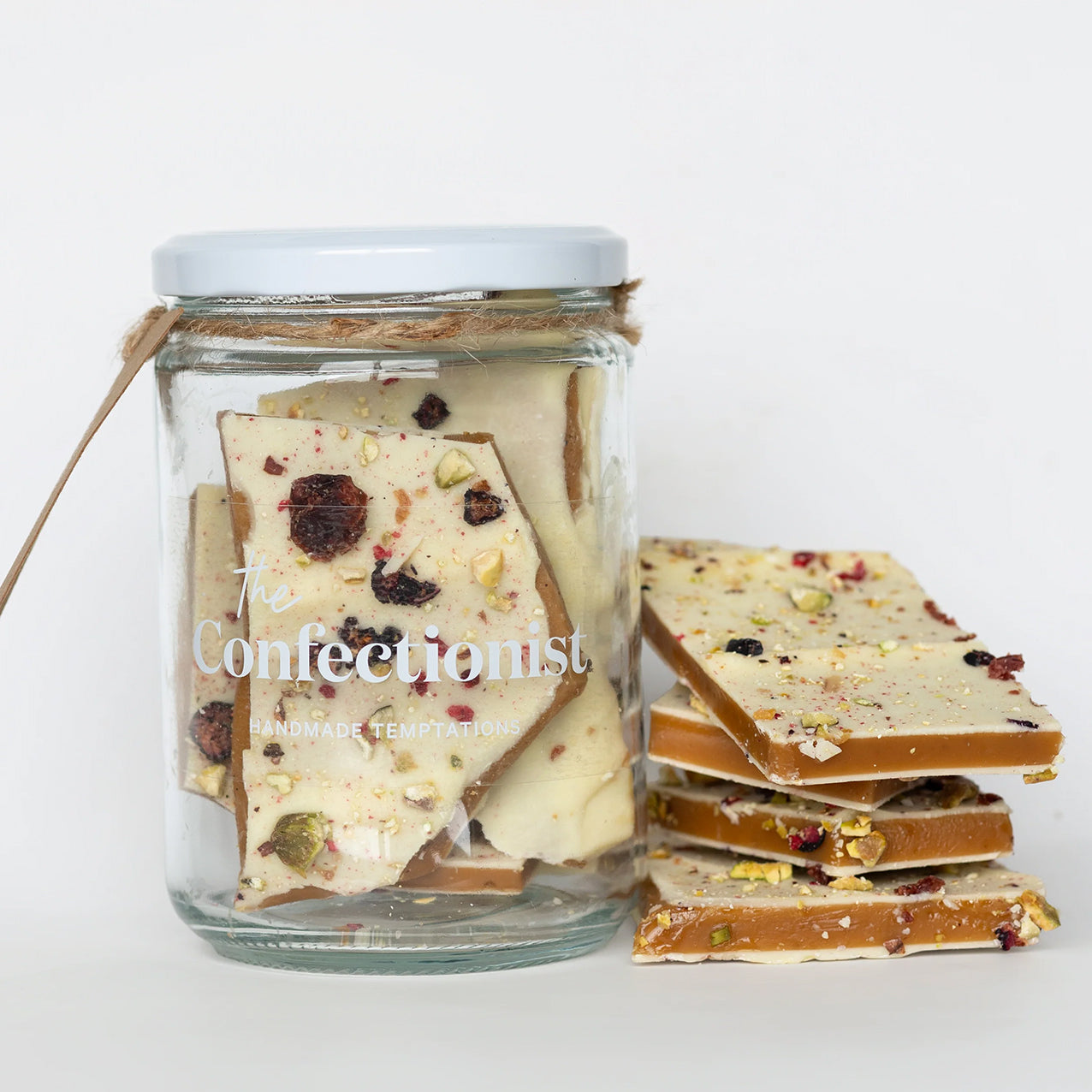 Christmas Edition White Chocolate, Pistachio & Berry Toffee 200g