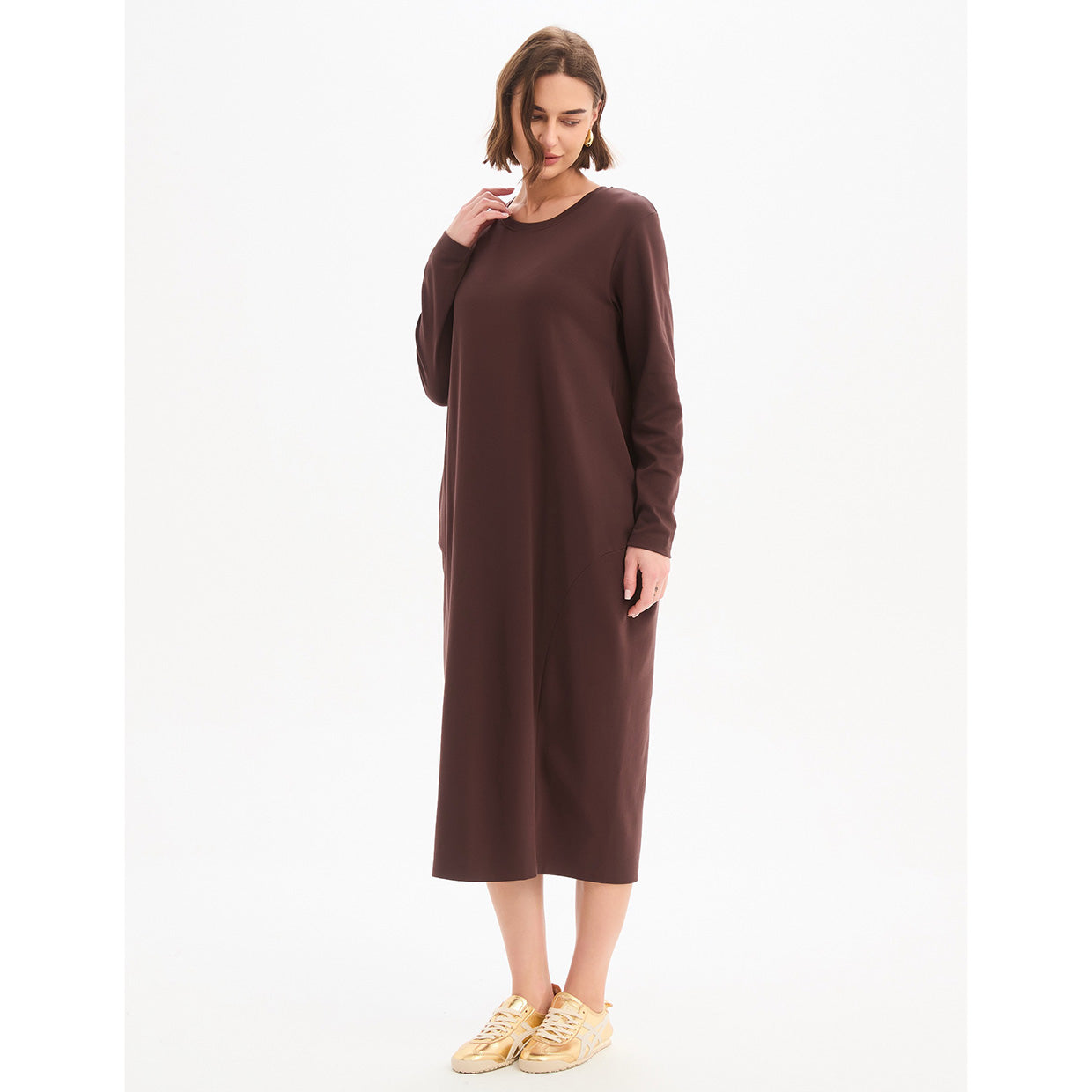 Stripe Back Ovoid Dress Chocolate