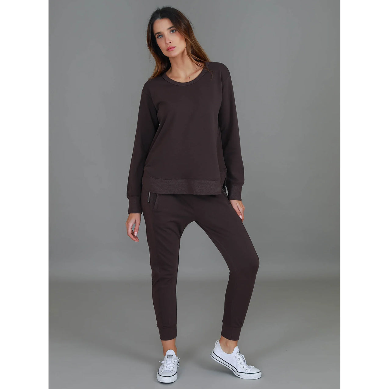 Charlette Curve Hem Sweater Truffle