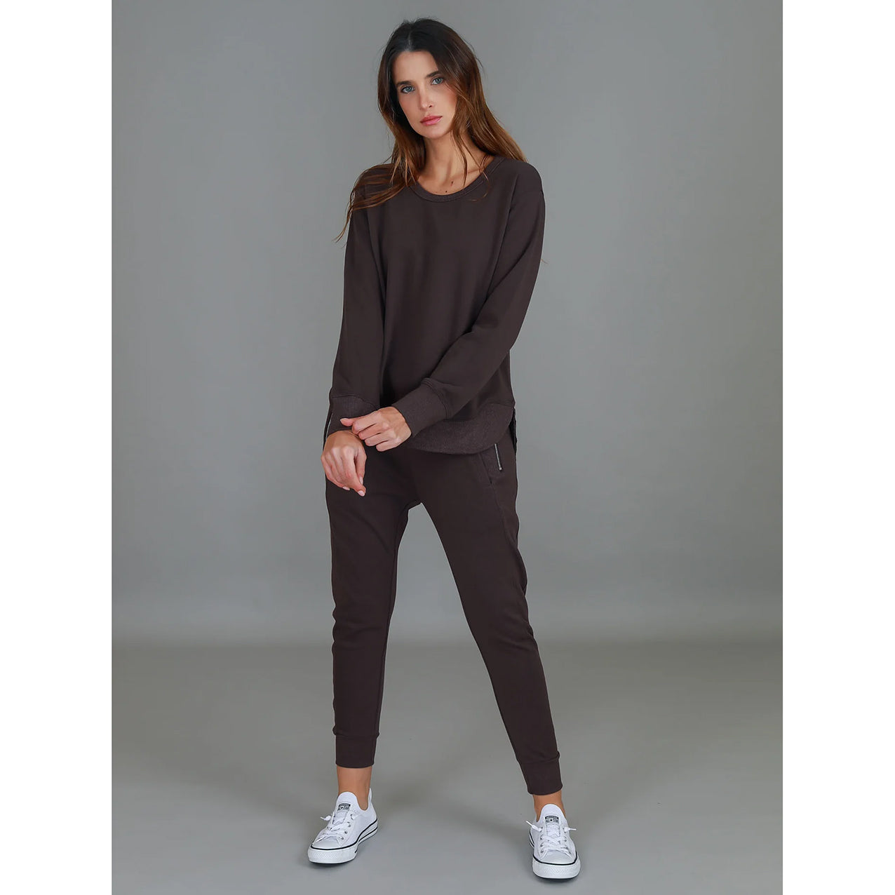 Charlette Curve Hem Sweater Truffle