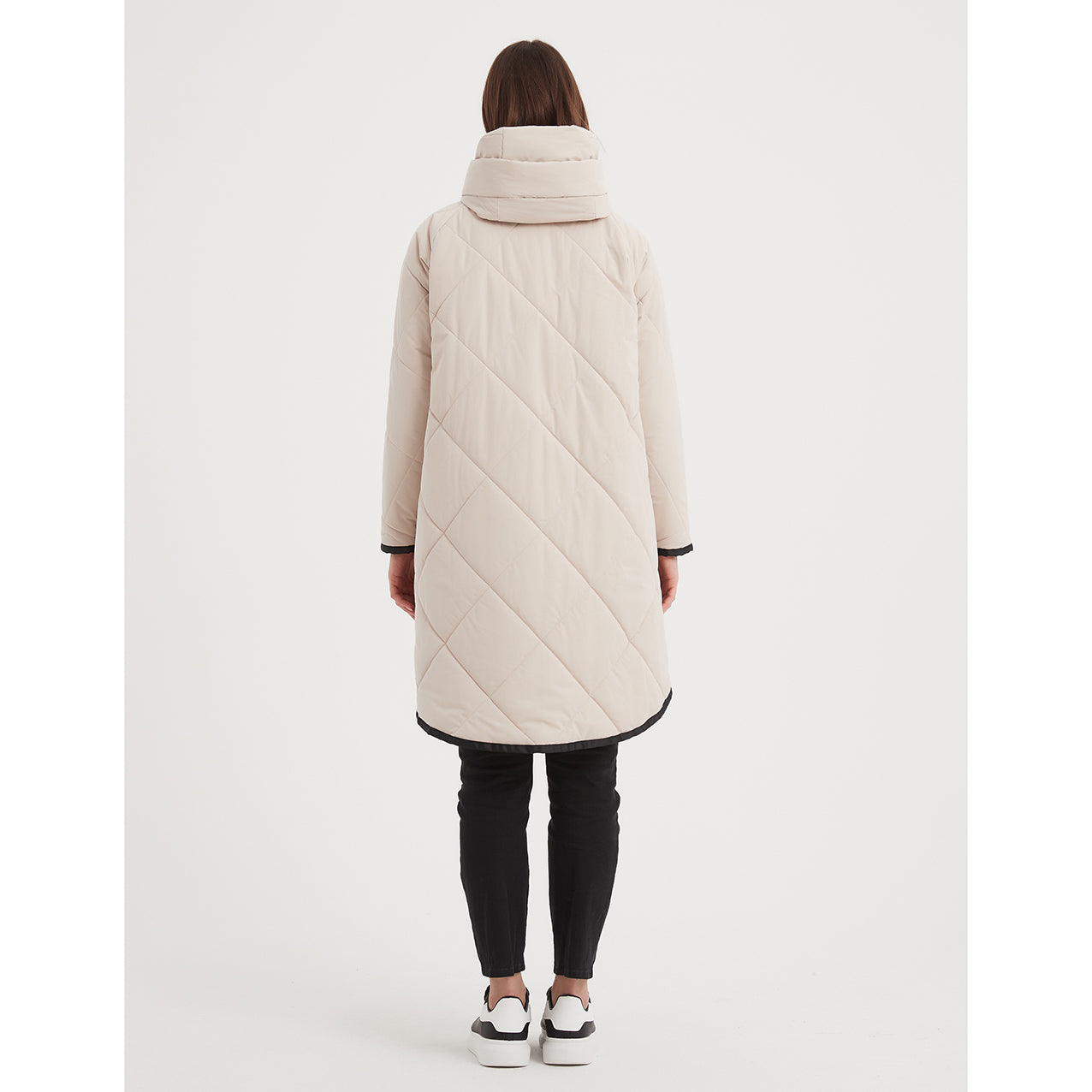 Zip Hem Winter Coat Cream