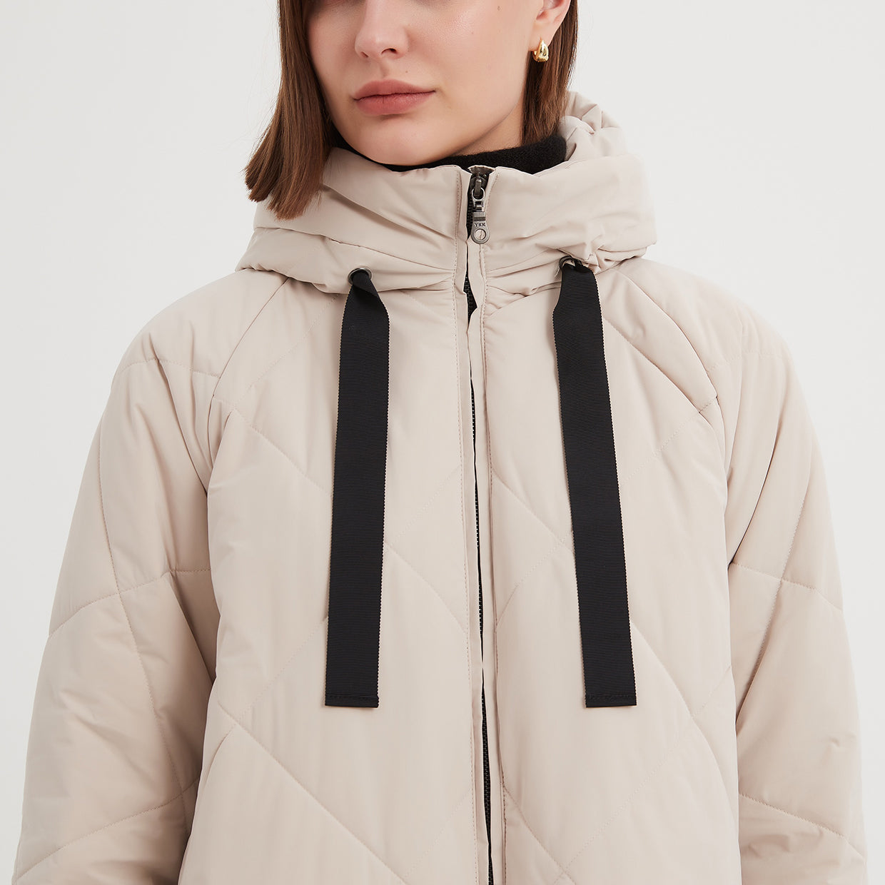 Zip Hem Winter Coat Cream