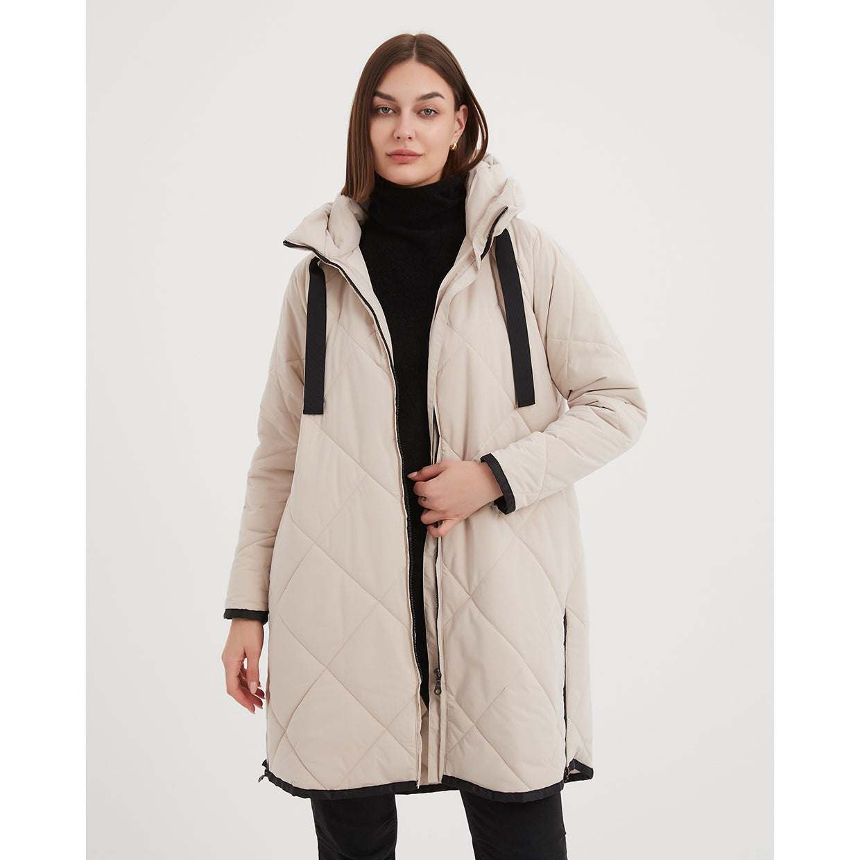 Tirelli - Zip Hem Winter Coat Cream