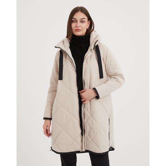 Tirelli - Zip Hem Winter Coat Cream