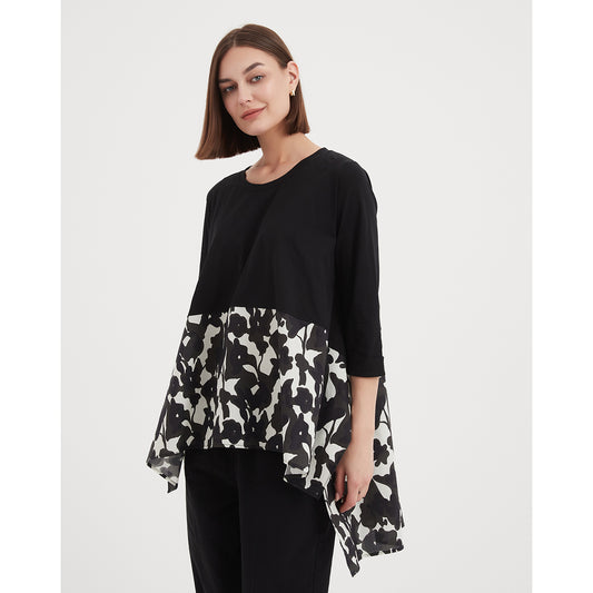 Tirelli 3/4 Sleeve Ava Combi Top Black Floral