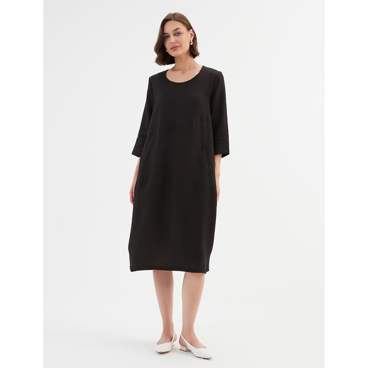 Tirelli Diagonal Seam Linen Dress