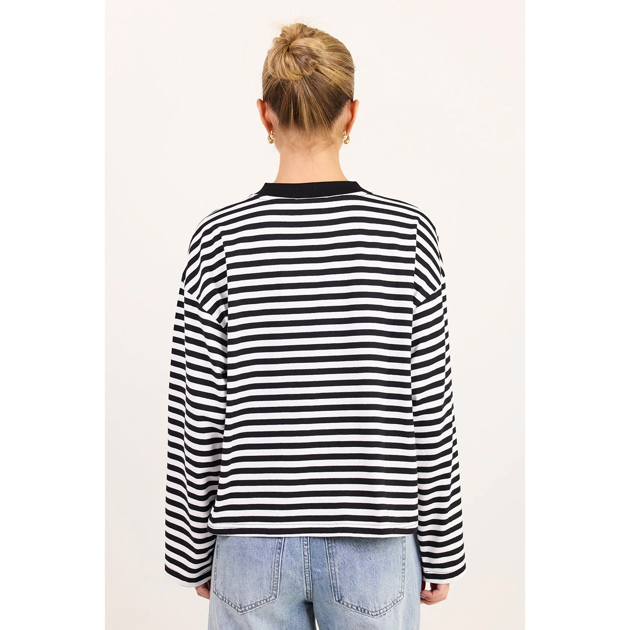 Unite Black White Stripe Long Sleeve Tee