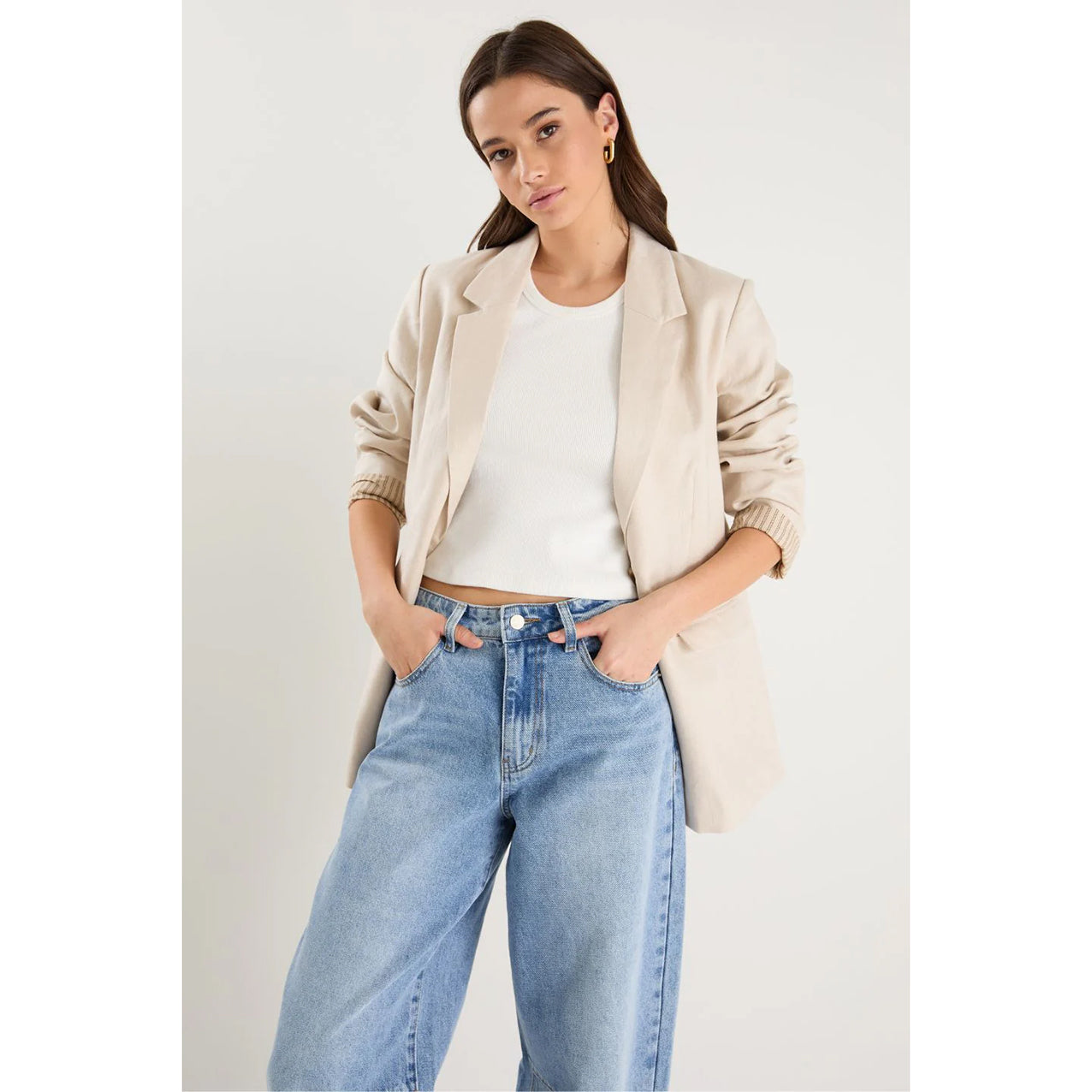 Pillar Cream Linen 2 Button Blazer